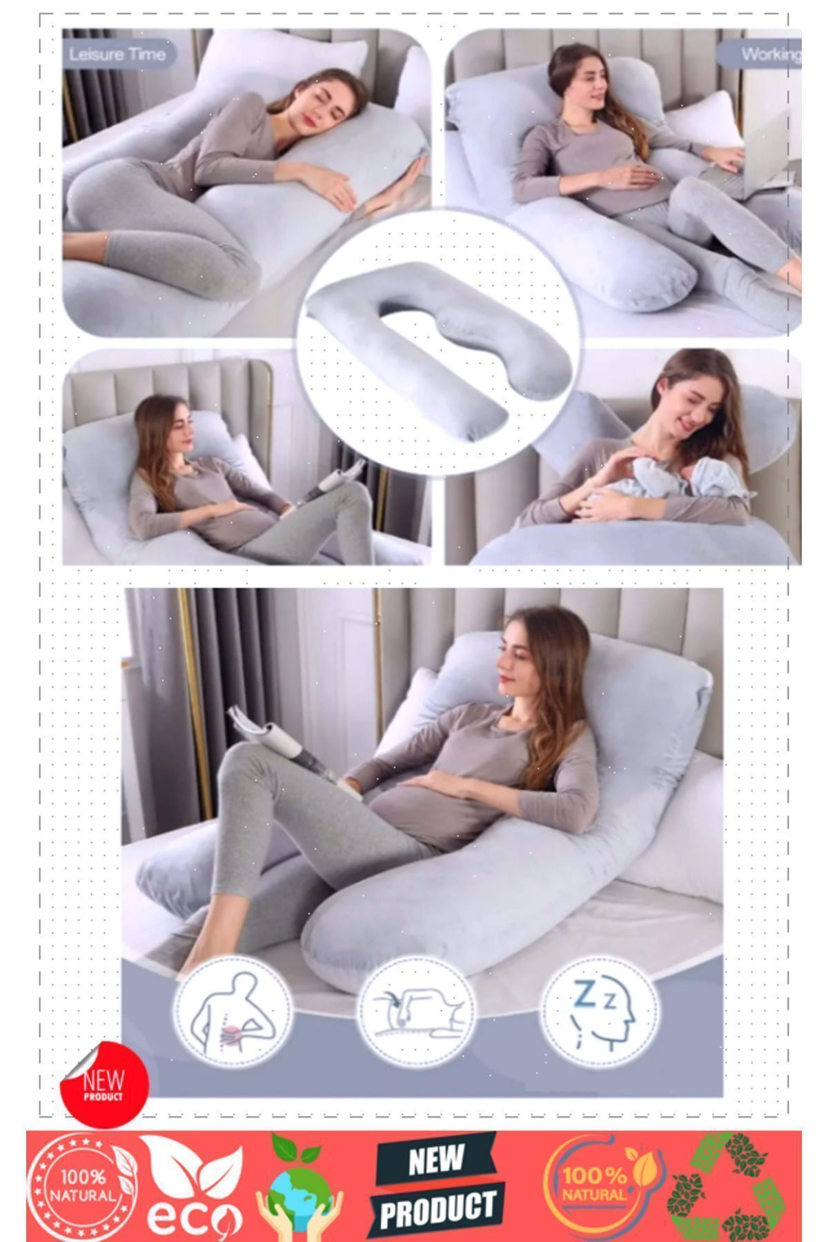 OMZ Destekli Emzirme Minderi Bacak Arası Yastıgı Hamile Uyku Yastıgi fotoğrafı 7 (önizleme)