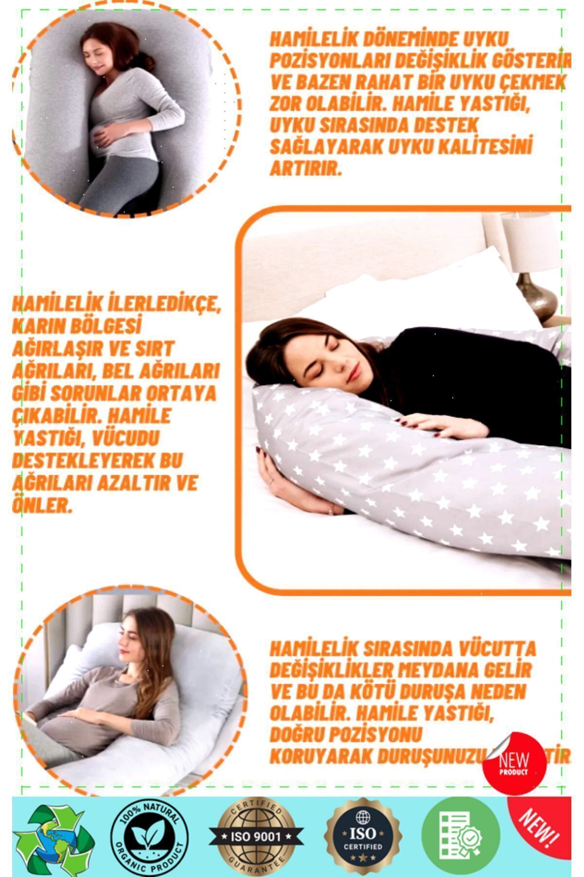 OMZ Bel Boyun Göbek Destekli Hamile Destek Yastığı Bacak Yastığı Hamile Uyku Yastıgi Hamile Yastıgi fotoğrafı 2 (önizleme)