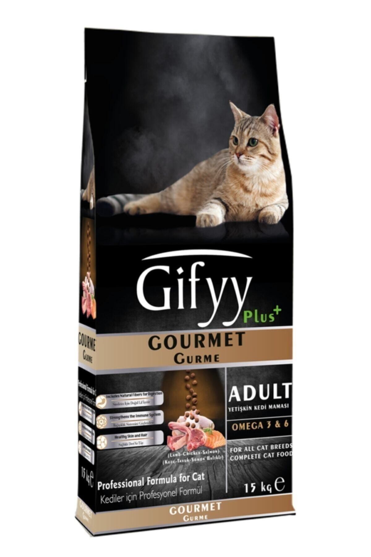 15 Kg Gifyy Yetişkin Kedi Maması Gurme (Kuzu Somonlu Tavuk Etli ) Kuru Mama