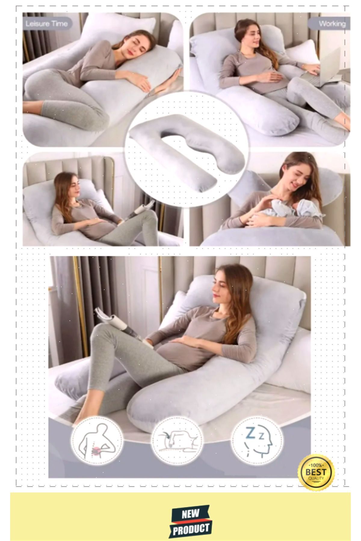 OMZ Destekli Gebelik Uyku Minderi Hamile Yastığı fotoğrafı 6 (önizleme)