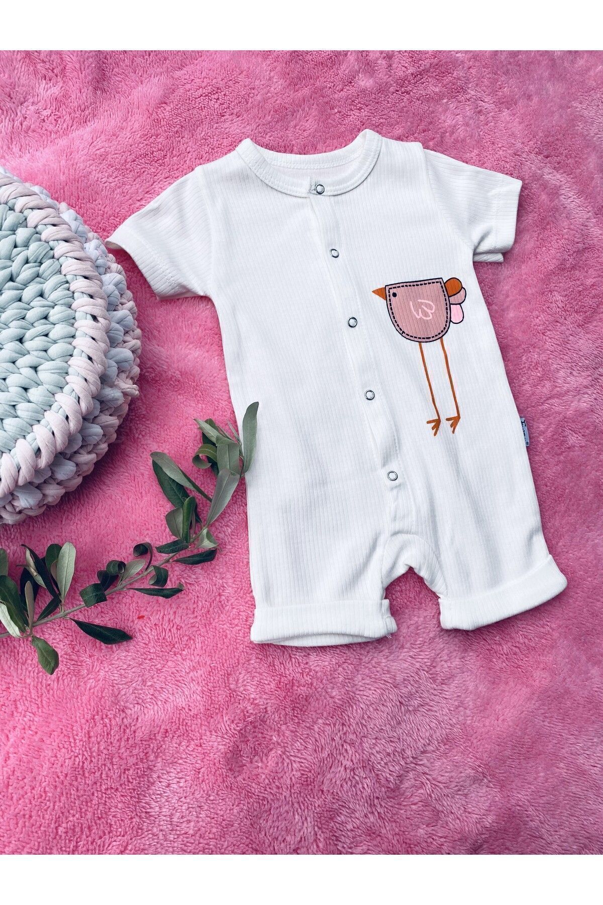 Gleamy FINDIK BEBE KIDS KUŞ DESEN ÇITÇITLI KISA KOLLU ŞORT TULUM(ZIBIN) fotoğrafı 3 (önizleme)