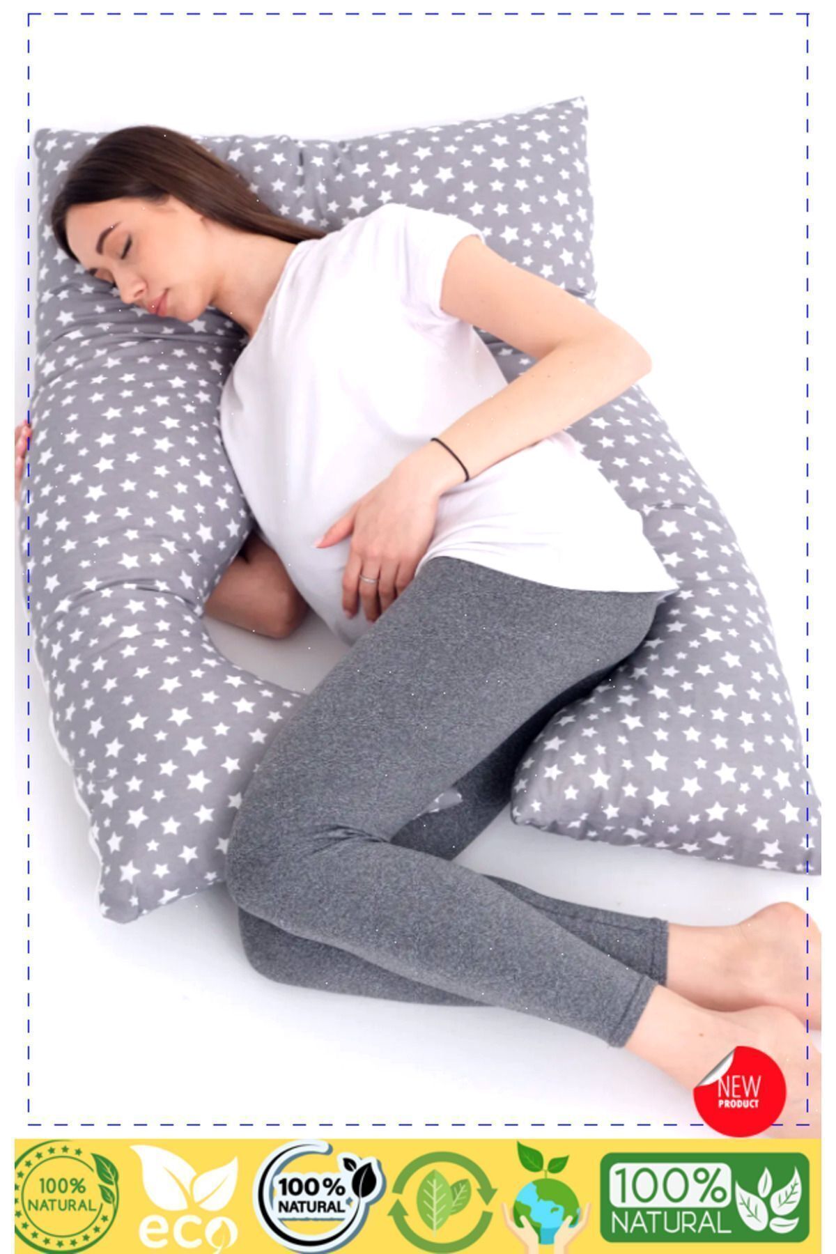 OMZ Baş Boyun Sırt Karın Destekli Çıkarılabilir Kılıflı Hamile Yastığı Hamile Uyku Yastıgi fotoğrafı 3 (önizleme)