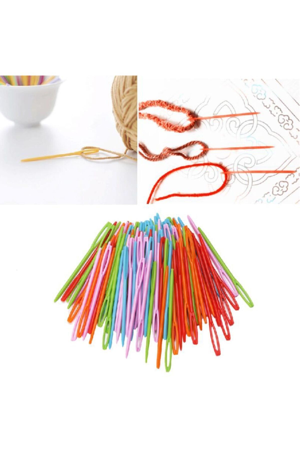 hepenuygun 25 Adet 6 Renk 9 Cm Karışık Plastik Yün Iğnesi, Çocuklar Için Eğitici Iğne
