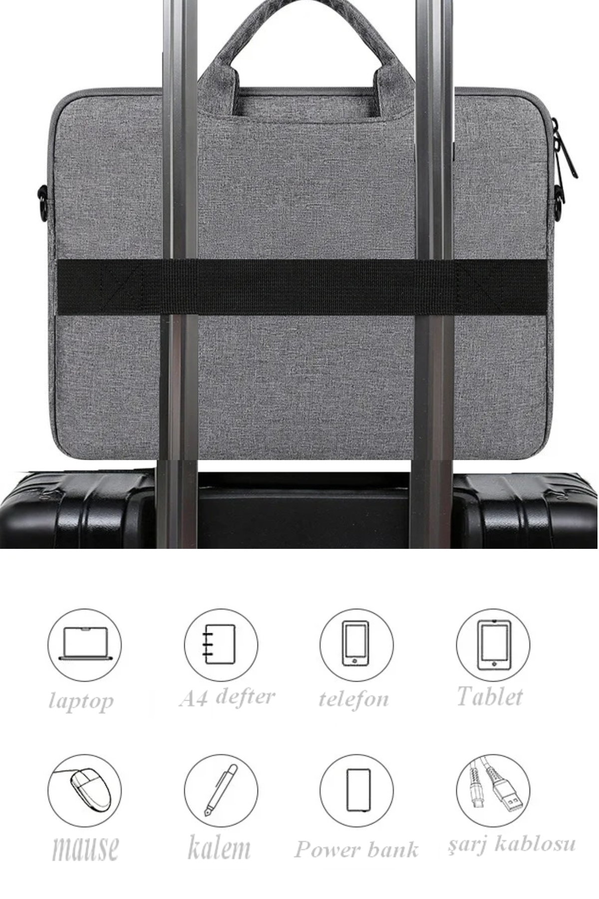 Stok CITY  14-15.6 Inç Organizer Siyah Unisex El, Omuz, Bilgisayar, Notebook, Laptop Çantası - Görsel 4