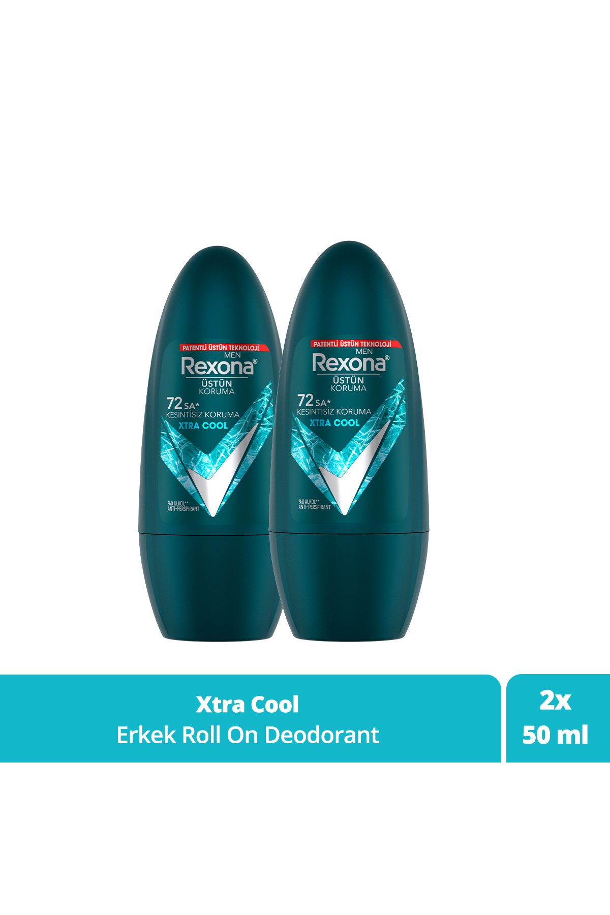Protection Superior Roll On Deodorant مردانه Xtra Cool 72 ساعت محافظت بدون وقفه 50 میلی لیتر x2 Rexona