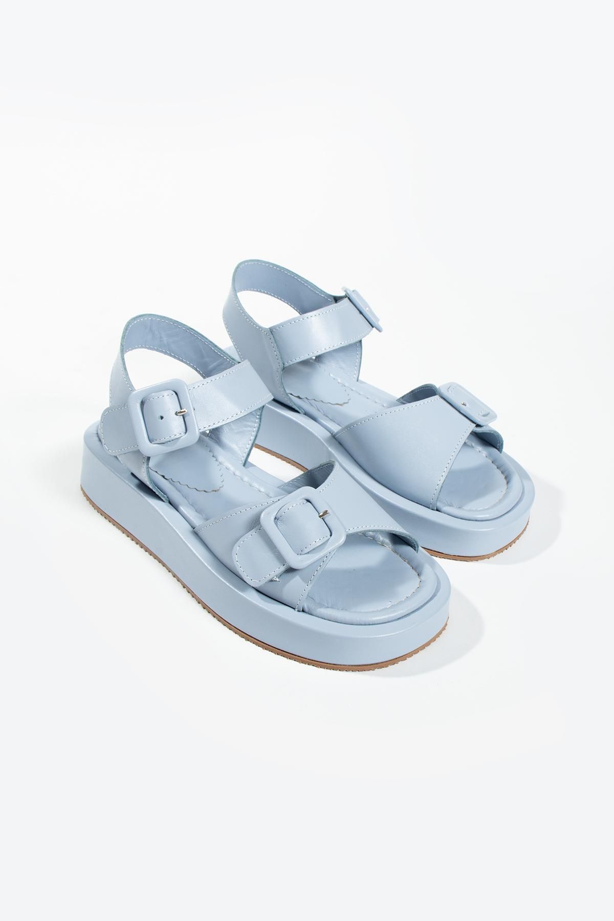 صندل زنانه آبی FOLLİNİ | 163 2218 اورجینال - تصویر 3