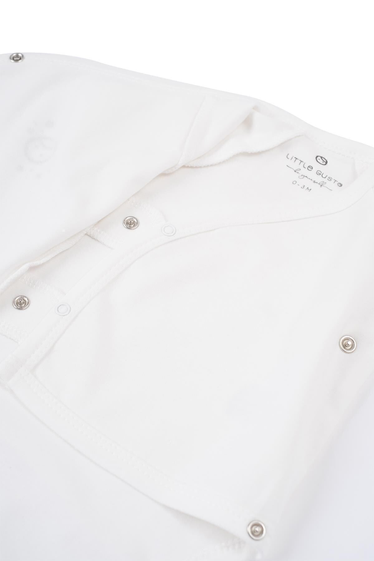 بادی نوزادی پسرانه – دخترانه سفید Little Gusto | 411ZIB اورجینال - تصویر 3