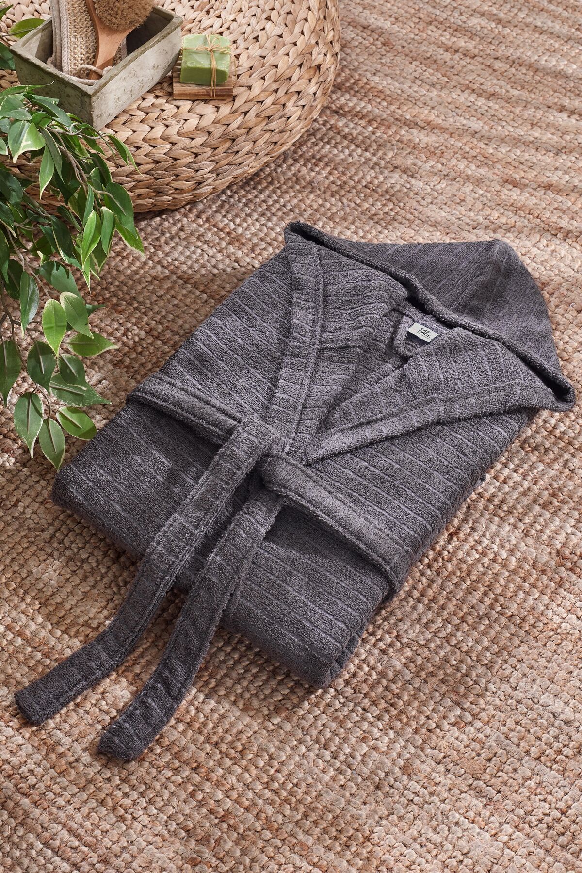 حوله تنپوش (روبدوشامبر) بنفش مردانه و زنانه quina pins anthracite از مجموعه حمام بدون پسران Casnack