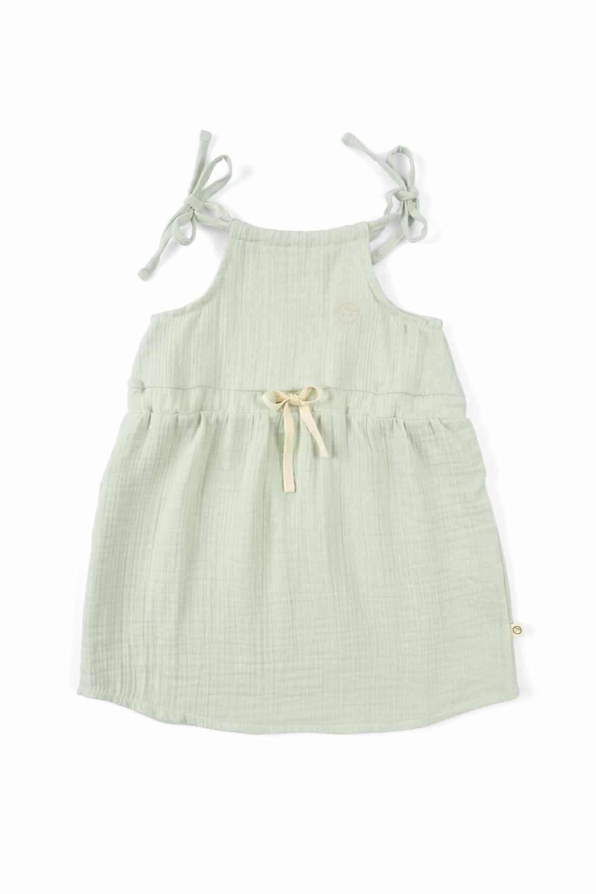 Muslin Strappy Dress Green Organic Cotton