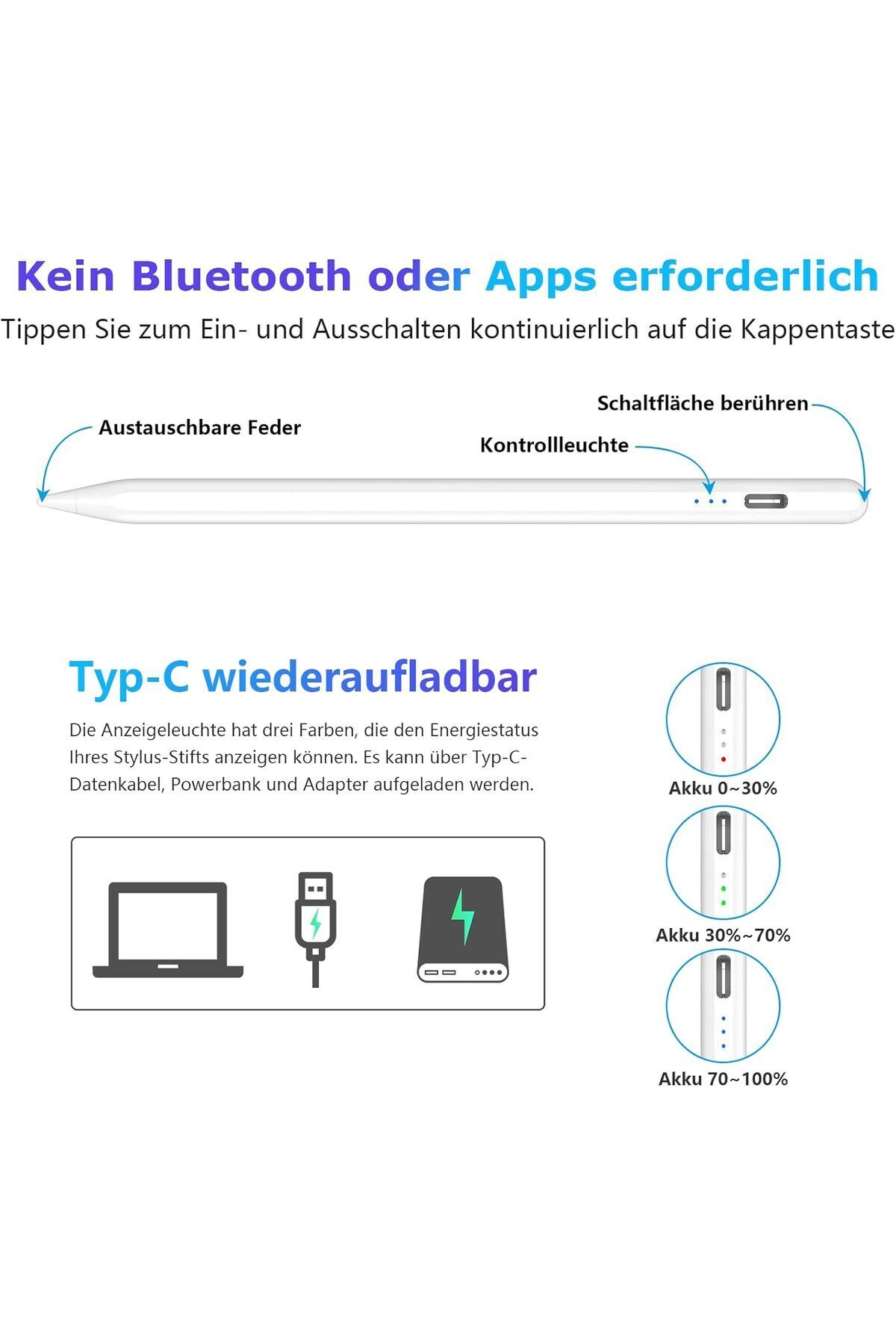 Ipad Uyumlu Hassas Avuç Içi Reddetmeli Stylus Pen Dokunmatik Şarjlı Akıllı Apple Tablet Kalem 4