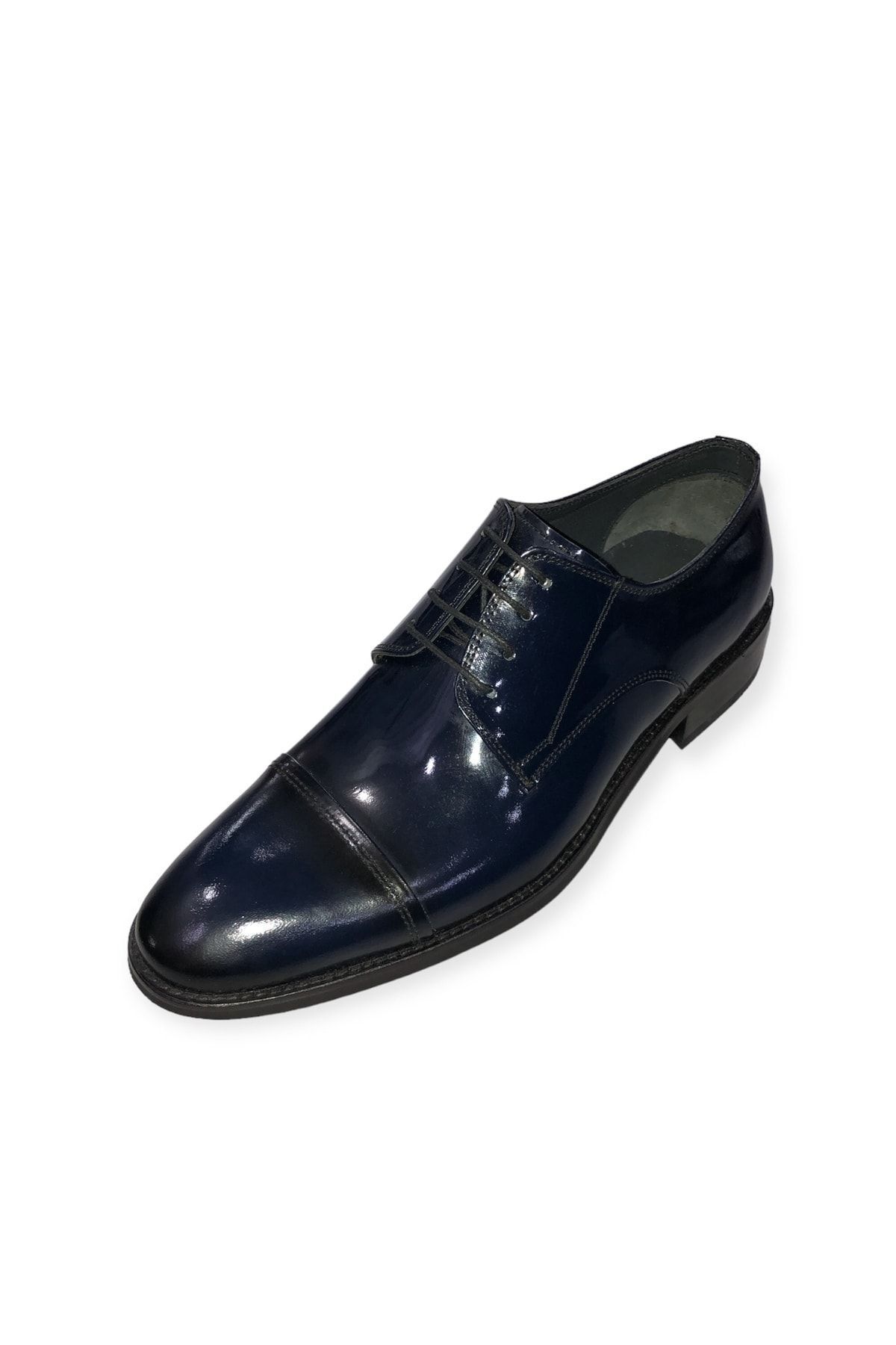 şık kundura-GENUINE INNER OUTER LEATHER NAVY BLUE Patent Leather MEN'S SHOES (36,37,38,39,40,41,42,43,44,45,46,47,48,49) NUMBER 3