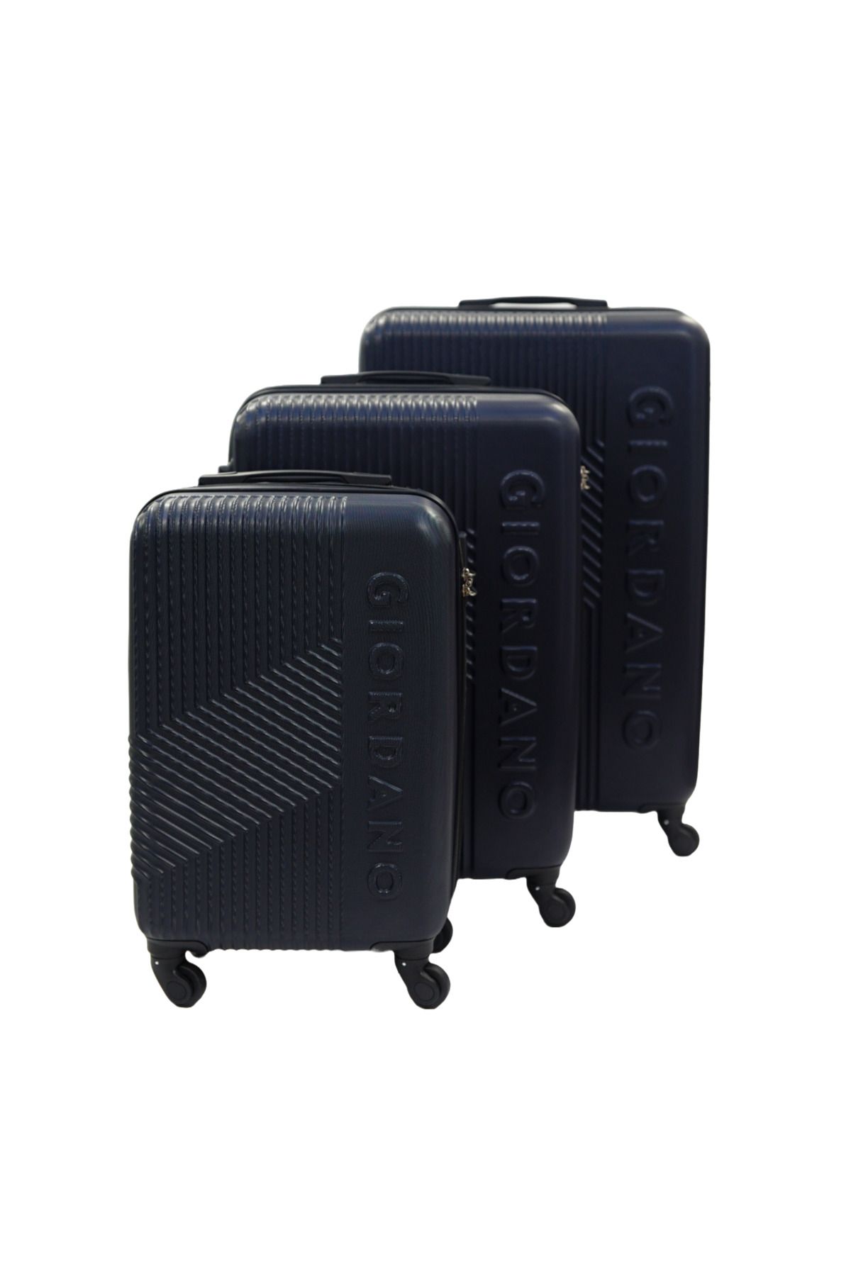Giordano-Logo Series Luggage Set of 3 Navy,ABS Hard Shell Lightweight Durable Secure Number Lock. 3