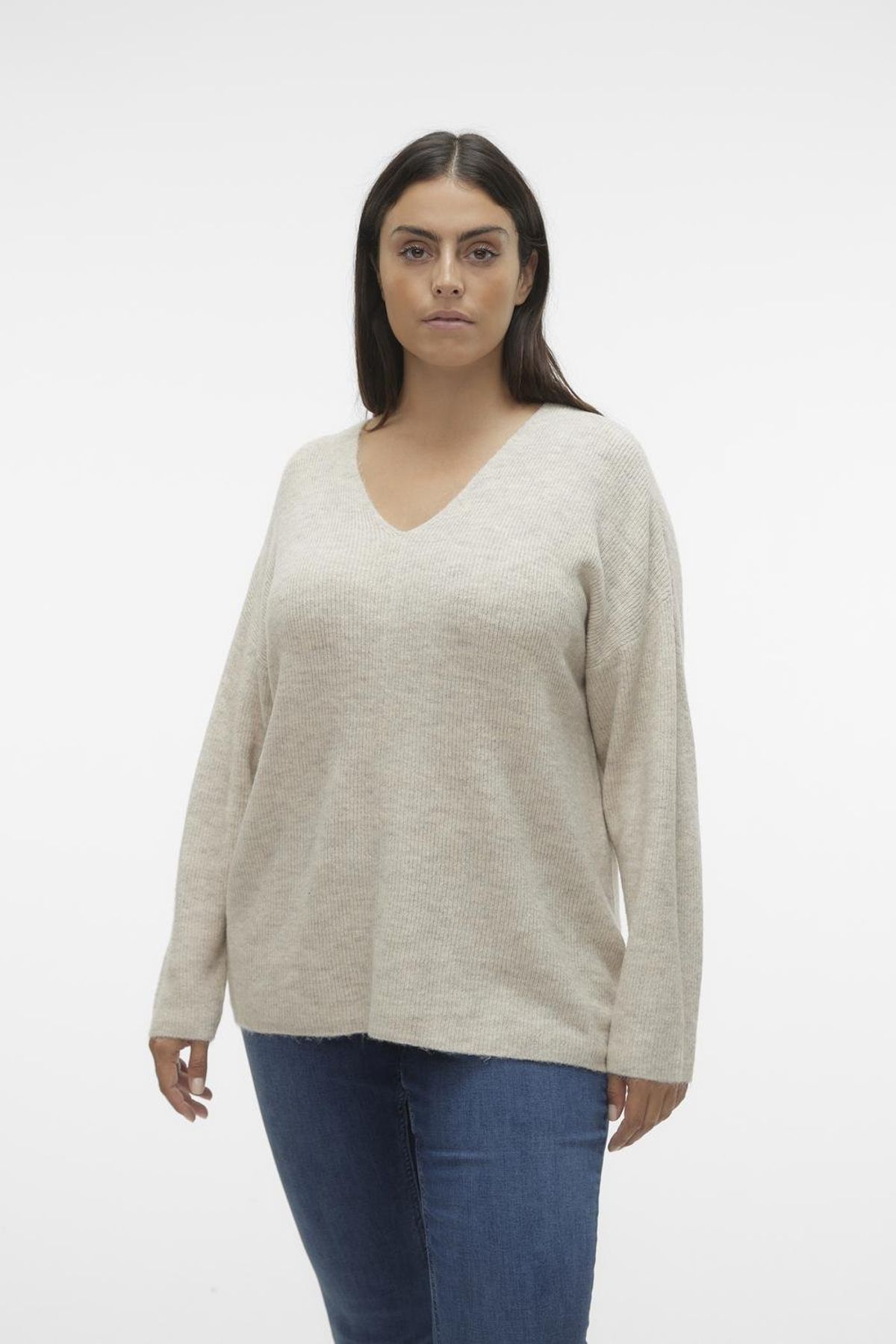 Veromoda Curve-Strickpullover VMCREWLEFILE LS BLUZĂ CU DECOLL V CURVE 6