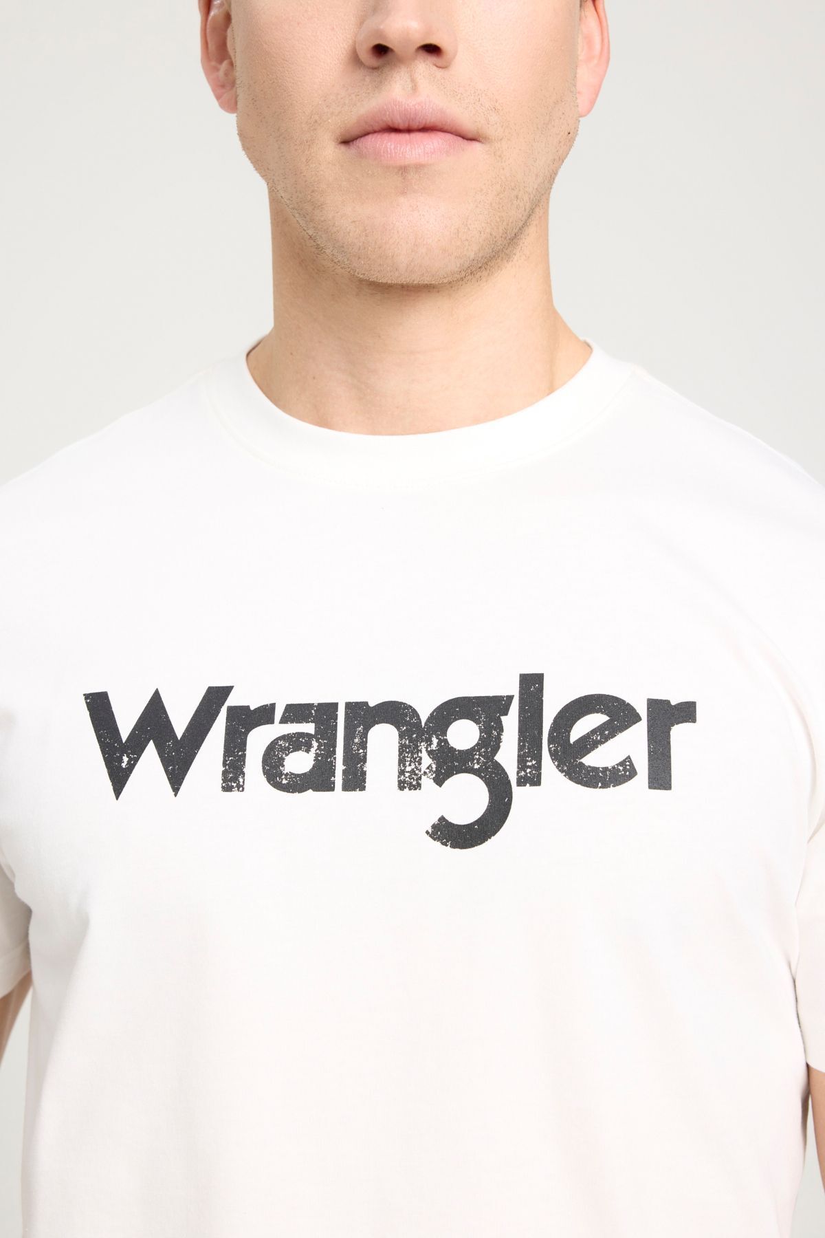تی شرت سفید مردانه یقه دوچرخه برش معمولی به طور منظم 100 ٪ پوست چهل کشتی Wrangler