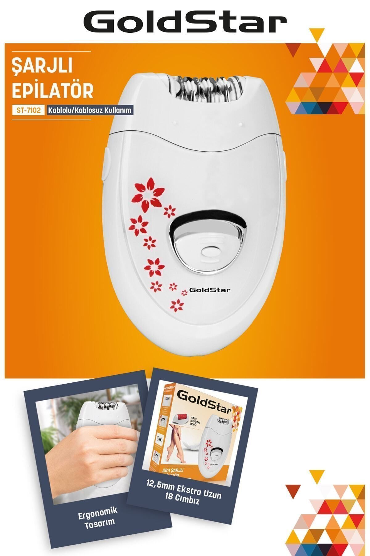 GoldStar St-7102 Şarjlı 2 In 1 Epilatör Ve Topuk Törpüsü Seti Epilasyon Cihazı — TYC00464389853