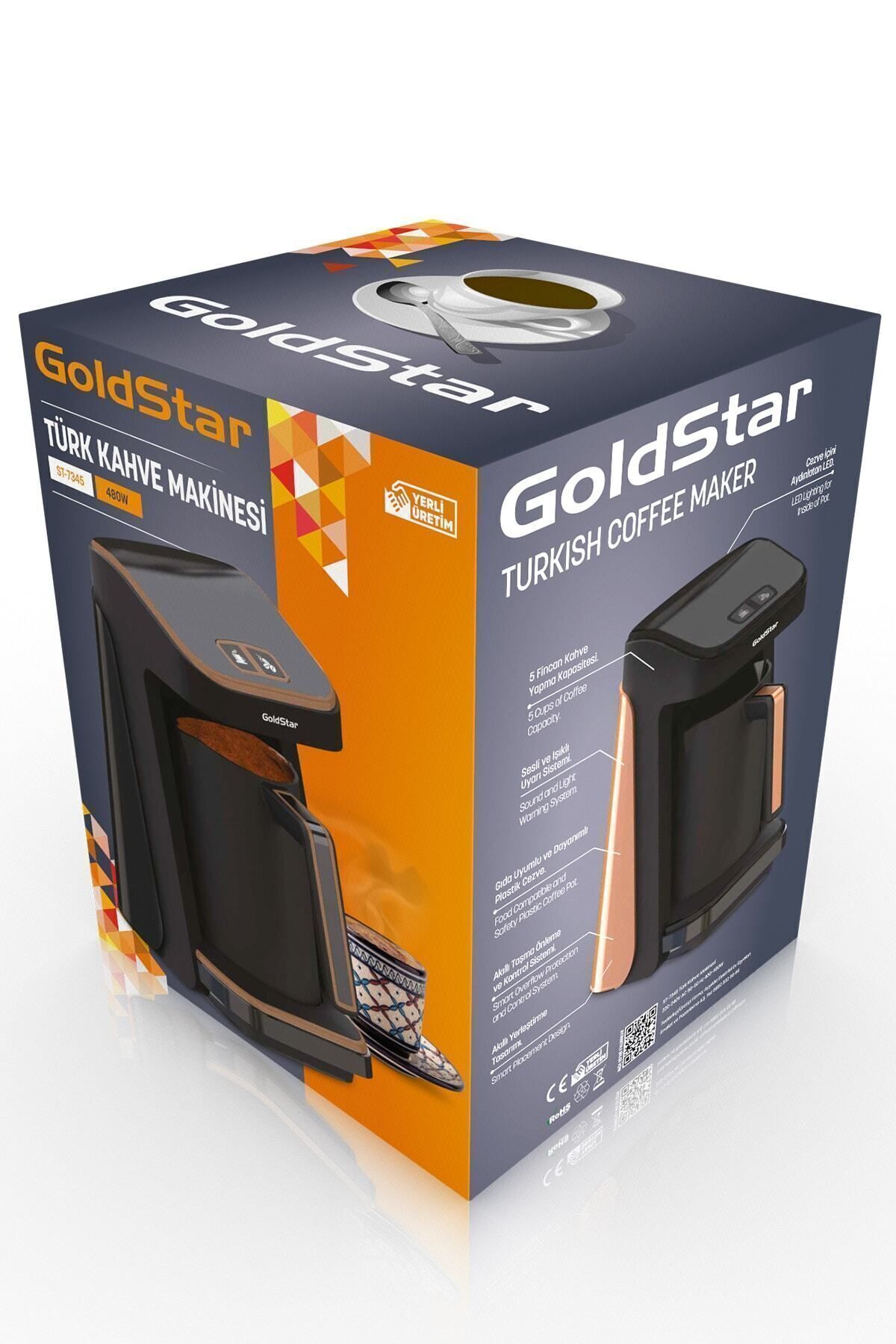 Geniş Hazneli BPA Free Özellikli 5 Kişilik Türk Kahve Makinesi Siyah Gold ST-7345EG 8