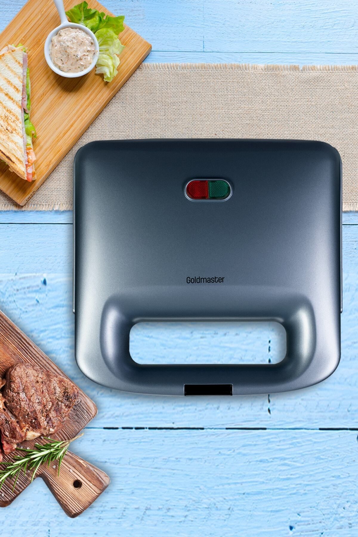 GOLDMASTER Miss 750 W Isınmaya Dayanıklı Tost Ve Izgara Makinesi Ege Mavisi
