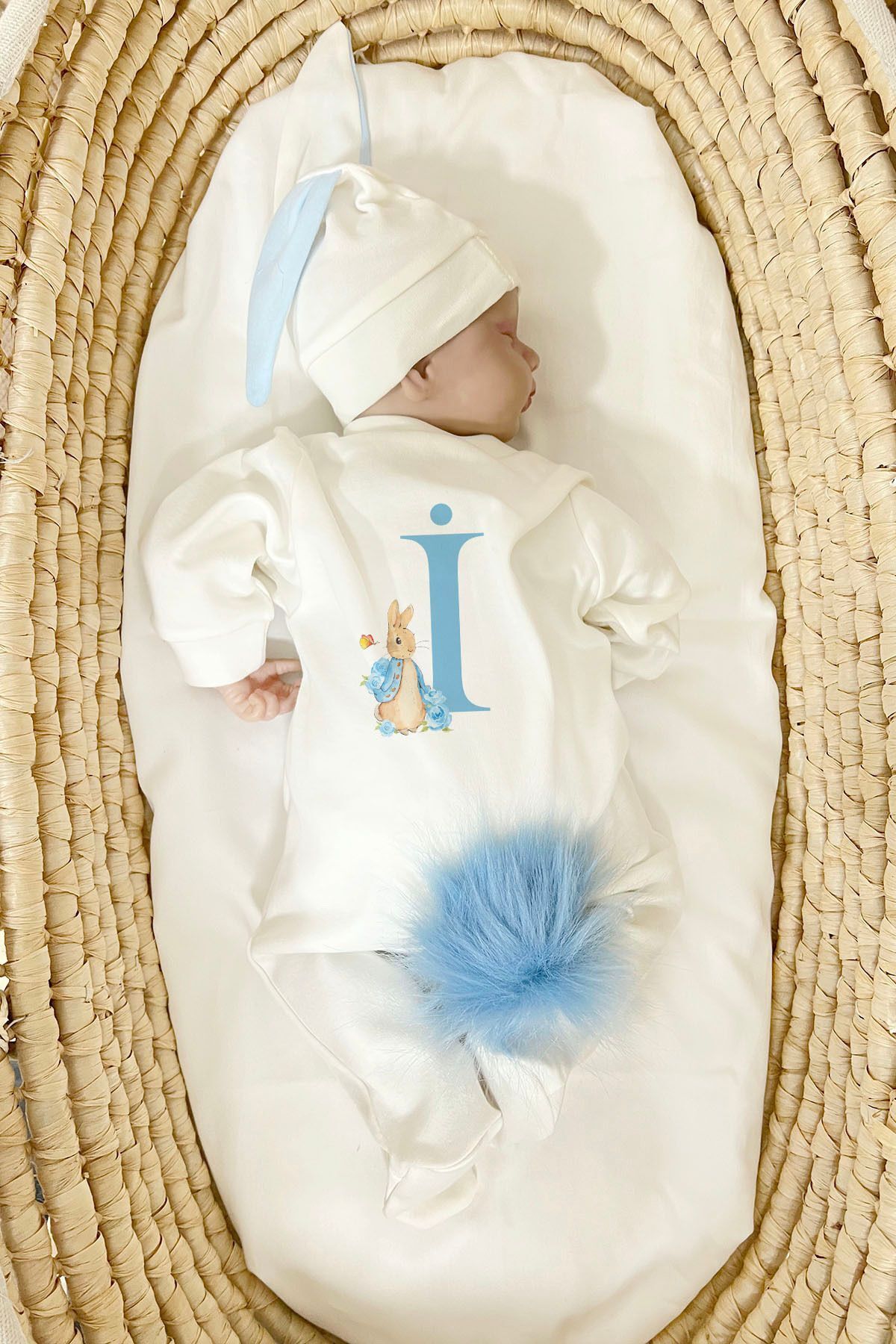 Tuğba Kuğu-Blue Rabbit Jumpsuit Set - Letter I 1