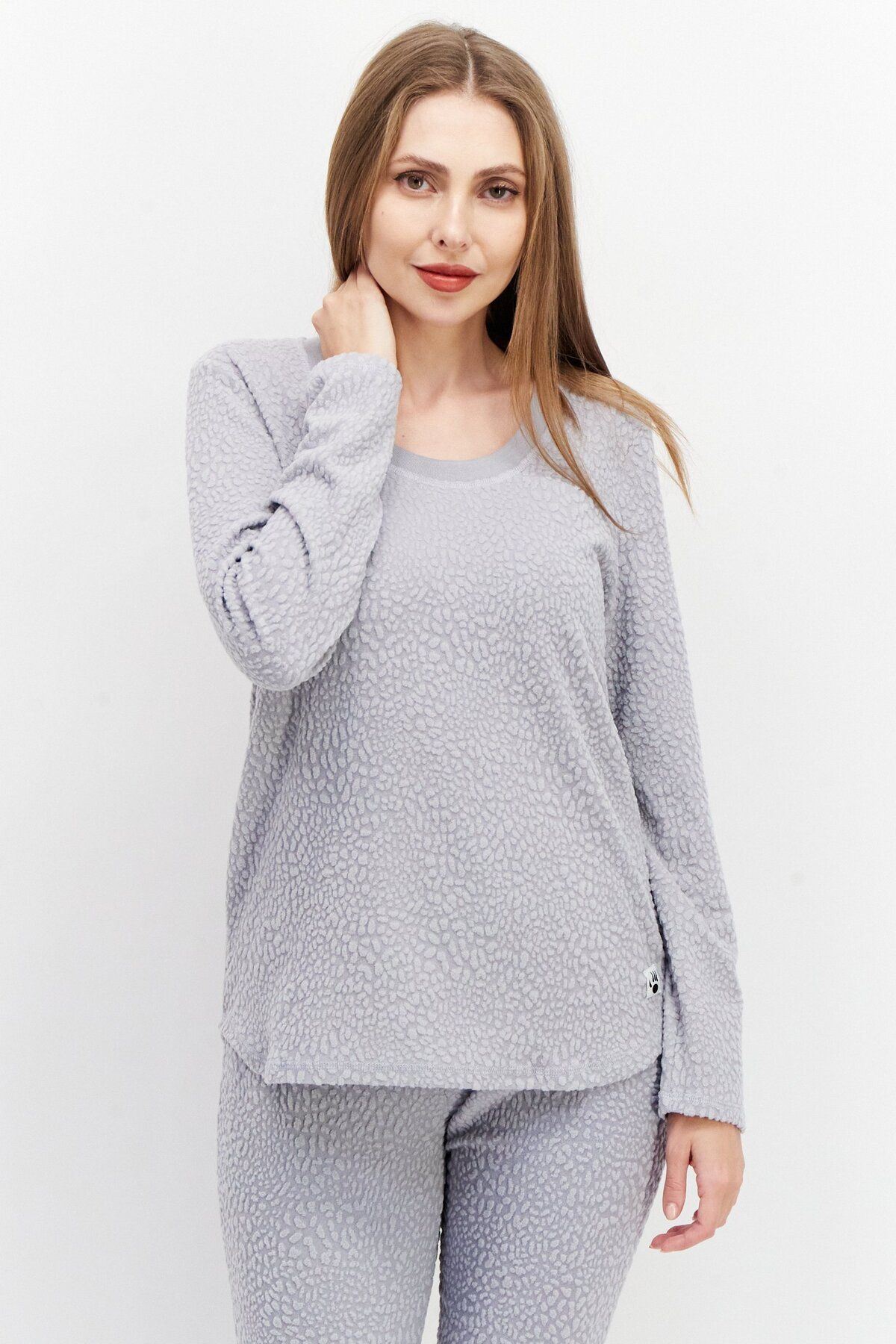Bearpaw Women 2 Pcs Top And Bottom Sleepwear Set Grey Trendyol