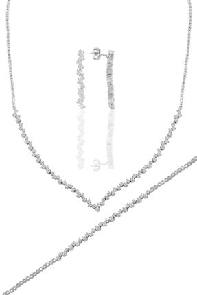 Söğütlü Silver Gümüş Beyaz Altın Rodyumlu Pırlanta Modeli Zirkon Taşlı Su Yol...