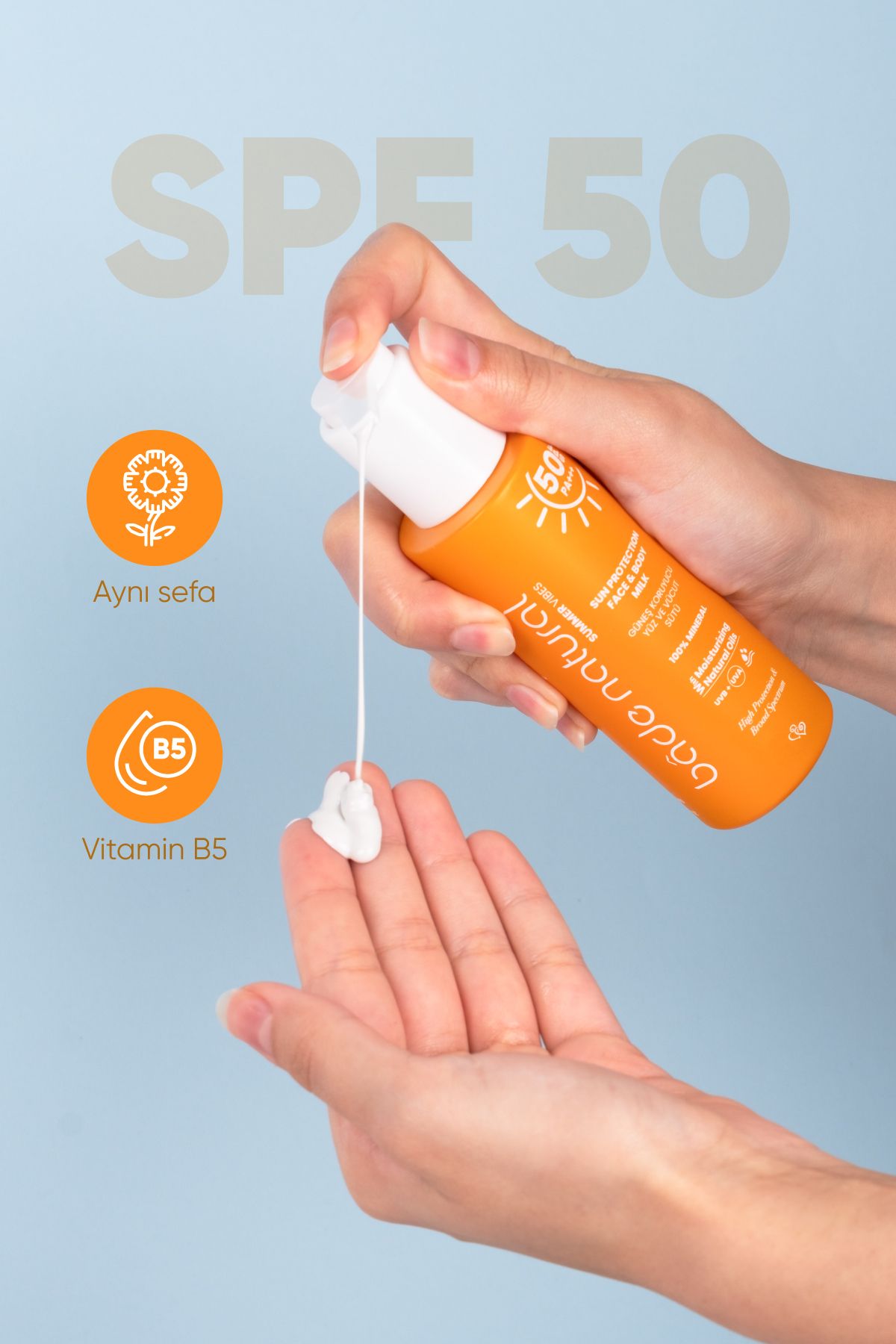 کرم ضد آفتاب بدن 50 SPF صورت و شیر 100 میل Bade Natural