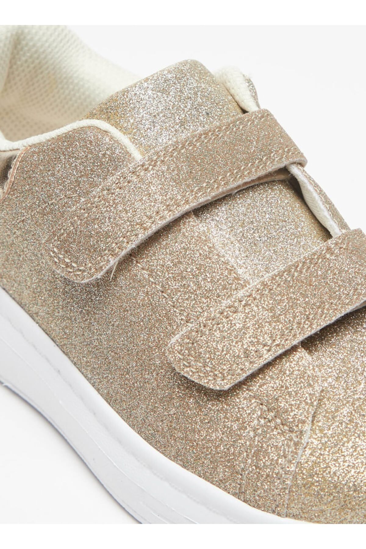 Flora Bella by Shoexpress-Glitter Detailed Sneakers with Hook and Loop Closure 5