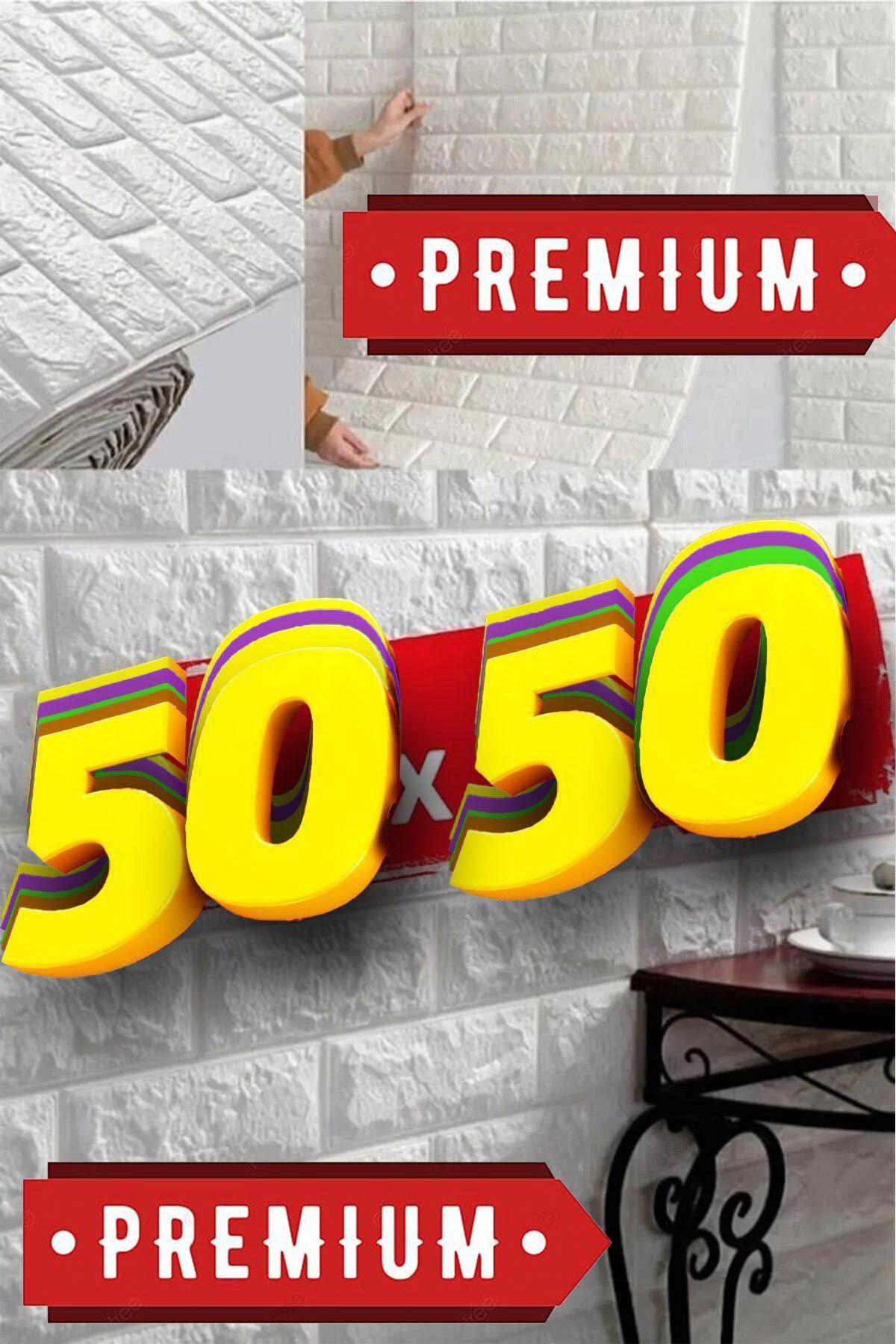 50x50 Cm 0,27 M² Kendinden Yapışkanlı Duvar Kağıdı Esnek Köpük Paneli 3d Boyutlu Tuğla Desen Beyaz