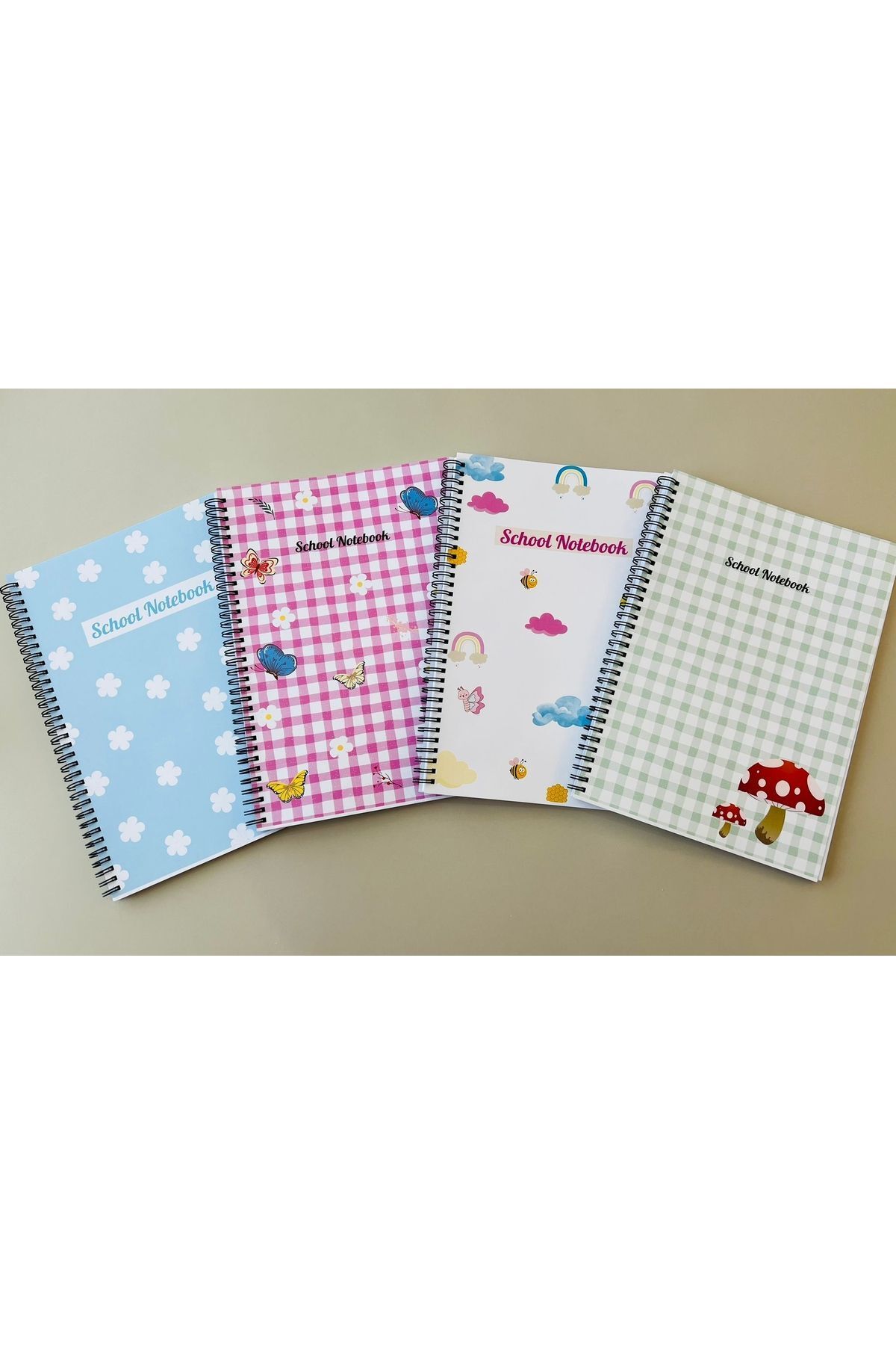 ADA OFİS KIRTASİYE-A4 Spiral School Notebook - 80 Sheets, 2 Squares and 2 Lines, Set of 4 8