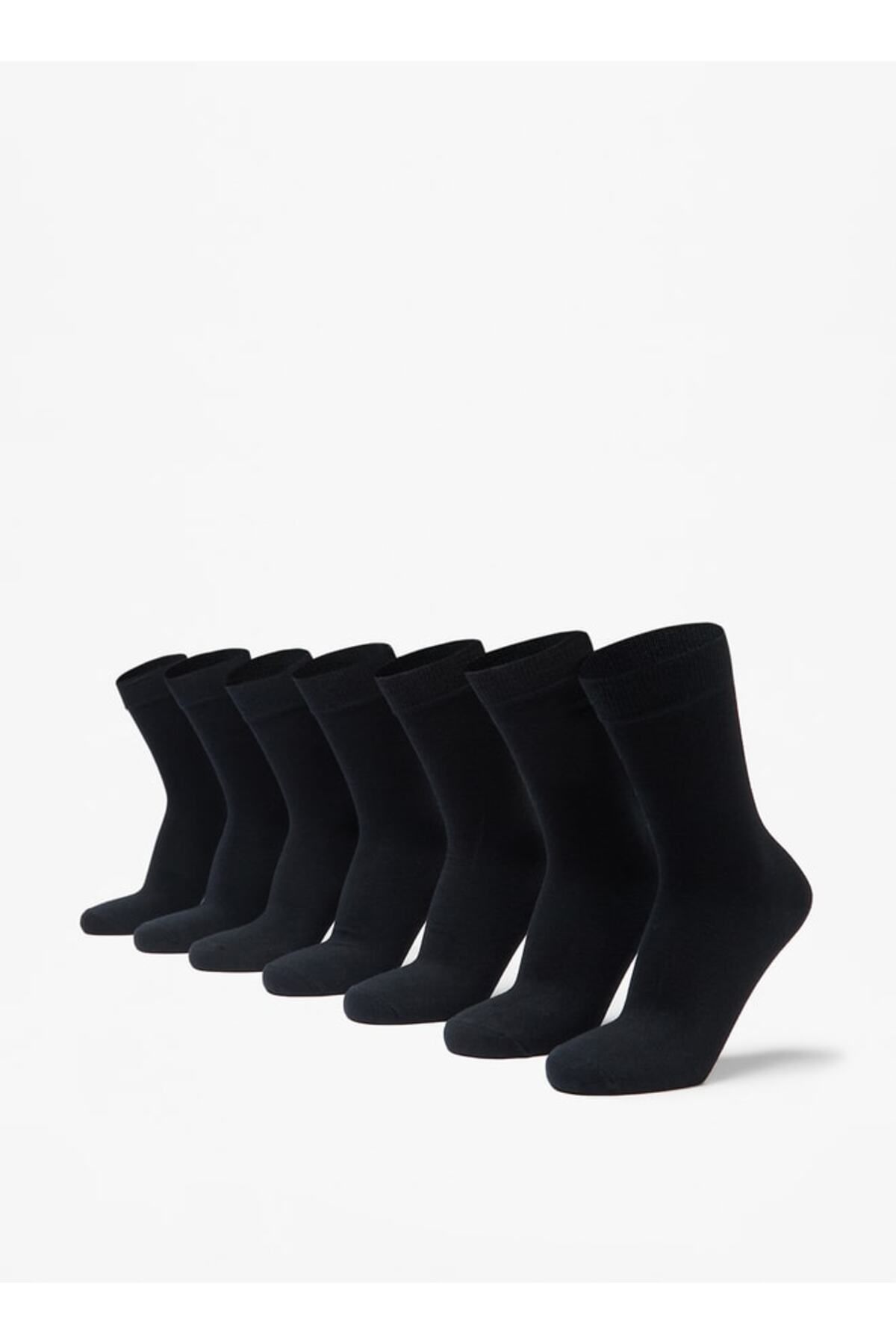 LBL by Shoexpress-Solid Calf Length Socks - Set of 7 1
