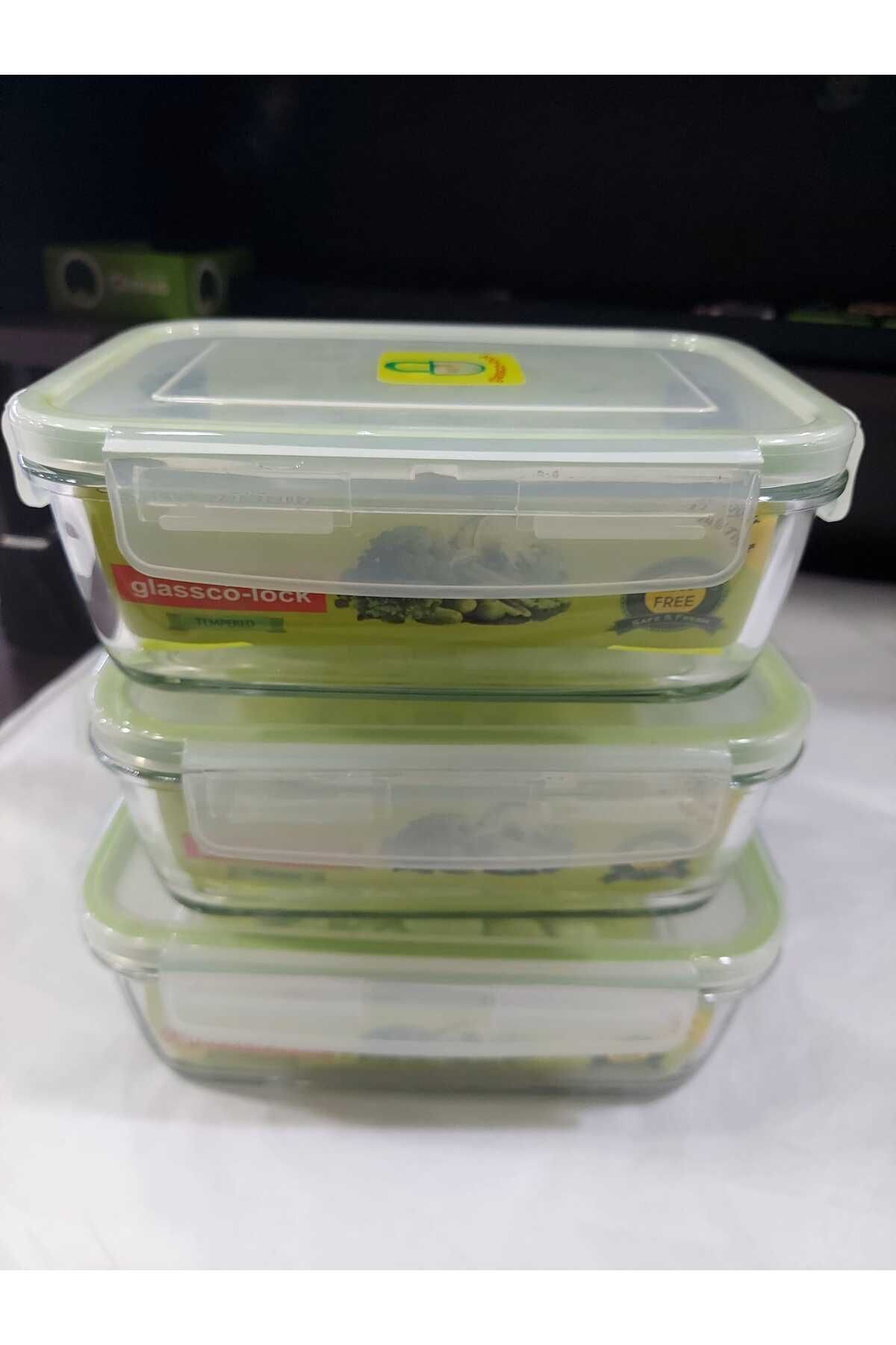 Glassco-Lock Glass Green Storage Container 1220cc 21x15x7cm Tempered Bpa Free Locking Easy Use 1 Piece 3