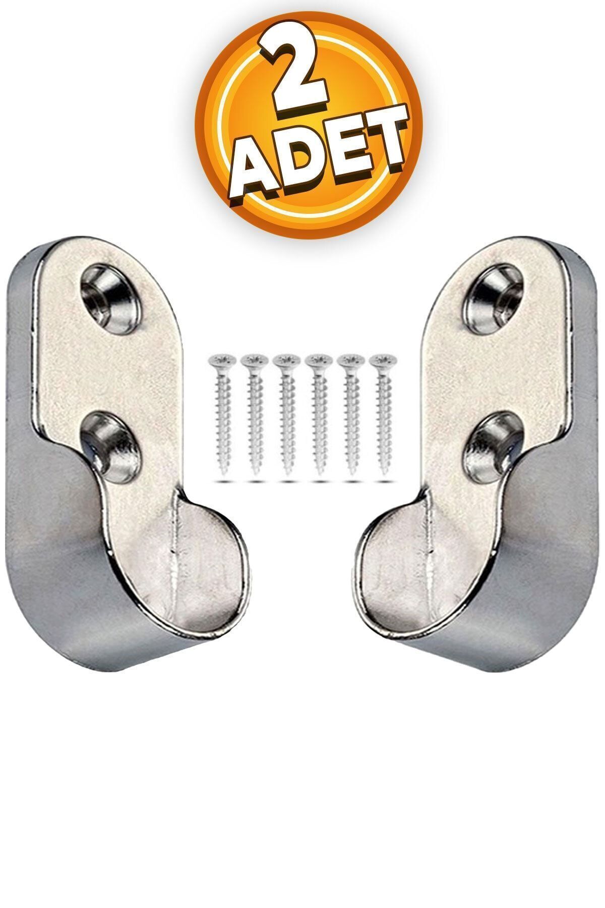 Badem10 Mobilya Boru Askı Flanşı Oval Gardırop Dolap Içi Borusu Elbise Askı Aparatı Krom 30 Mm (2 ADET)