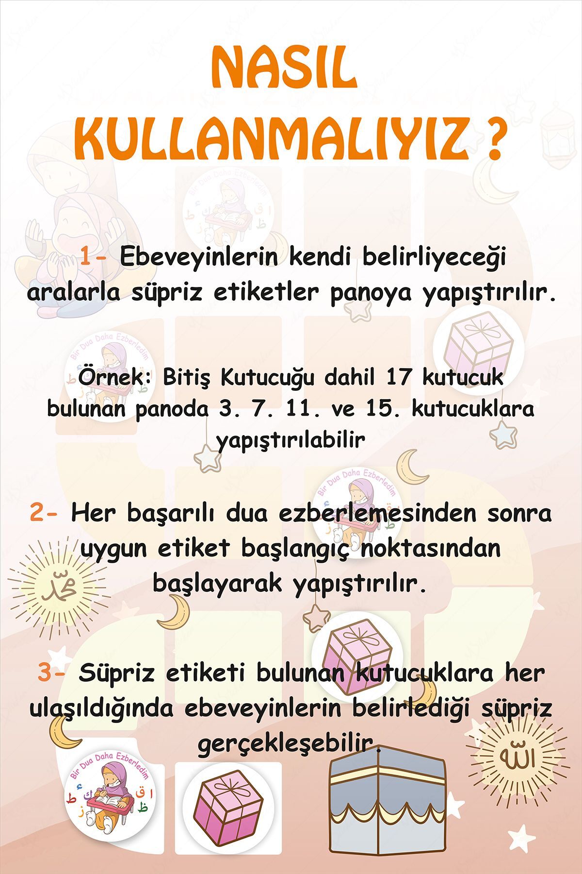 MSticker Dua Ezberleme Çizelgesi Dua Ezberlemenin Eğlenceli Hali Sticker Seti fotoğrafı 4 (önizleme)