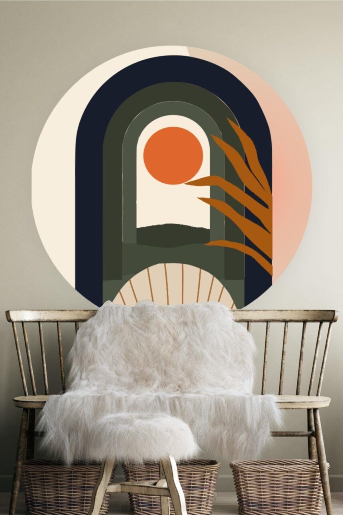 MSticker-Design personalizat - Autocolant de perete rotund în stil boem 2