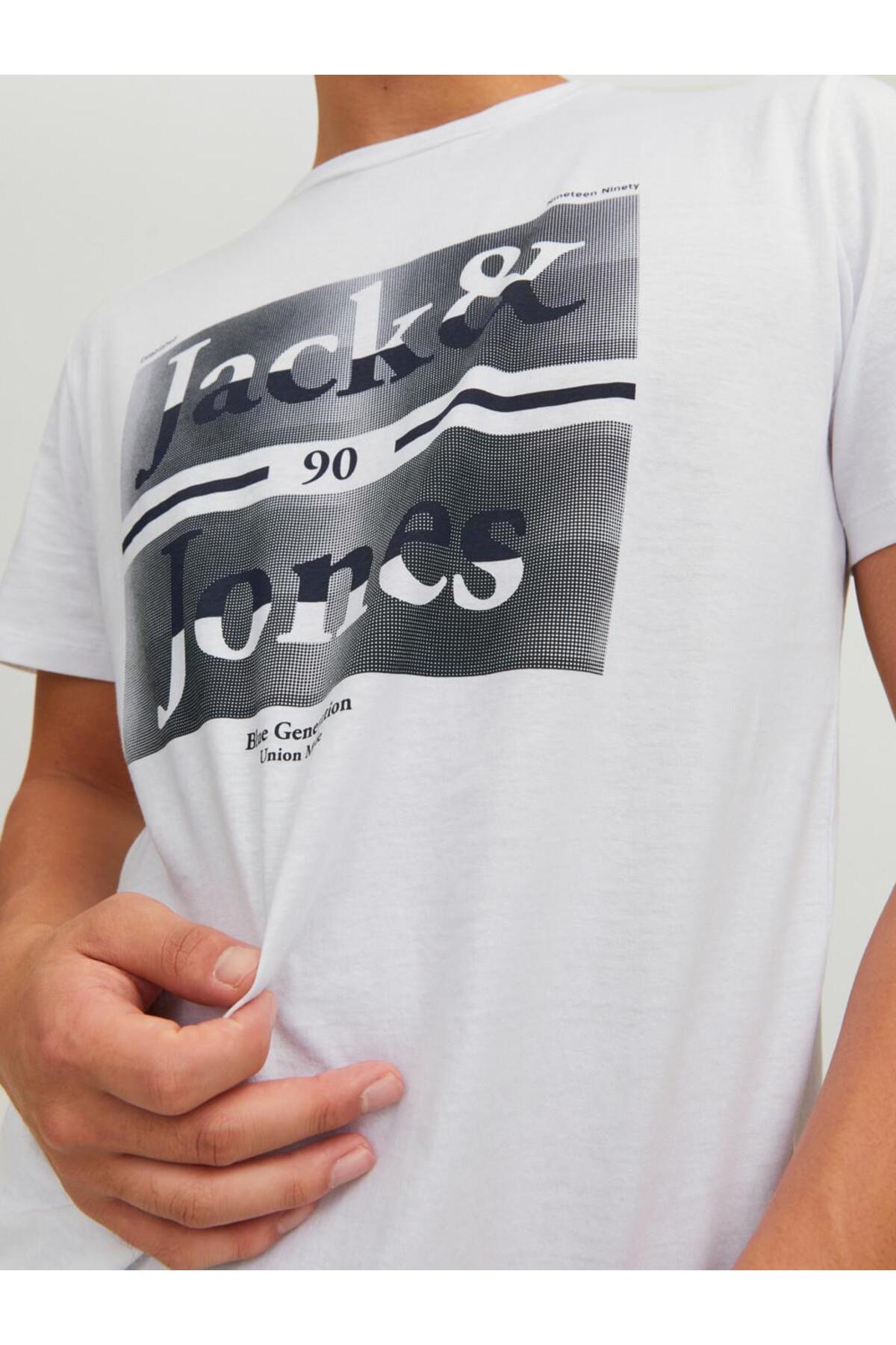 تیشرت مردانه سفید جک اند جونز | 3YETSBS33878BEY اورجینال - تصویر 5