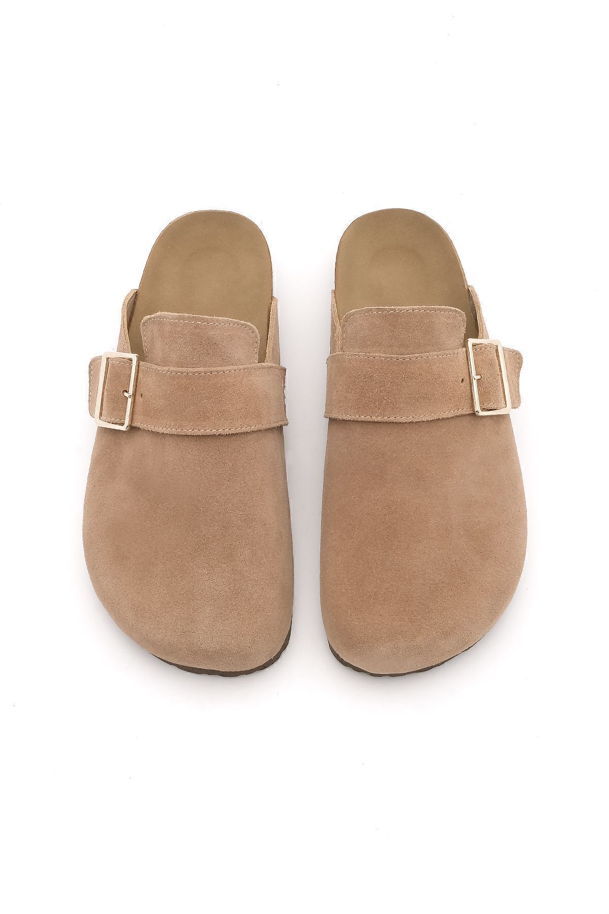 Marjin-Damen-Hausschuhe aus echtem Leder mit Eva-Sohle und geschlossener Schnalle vorne, Sumpa Camel Wildleder 6