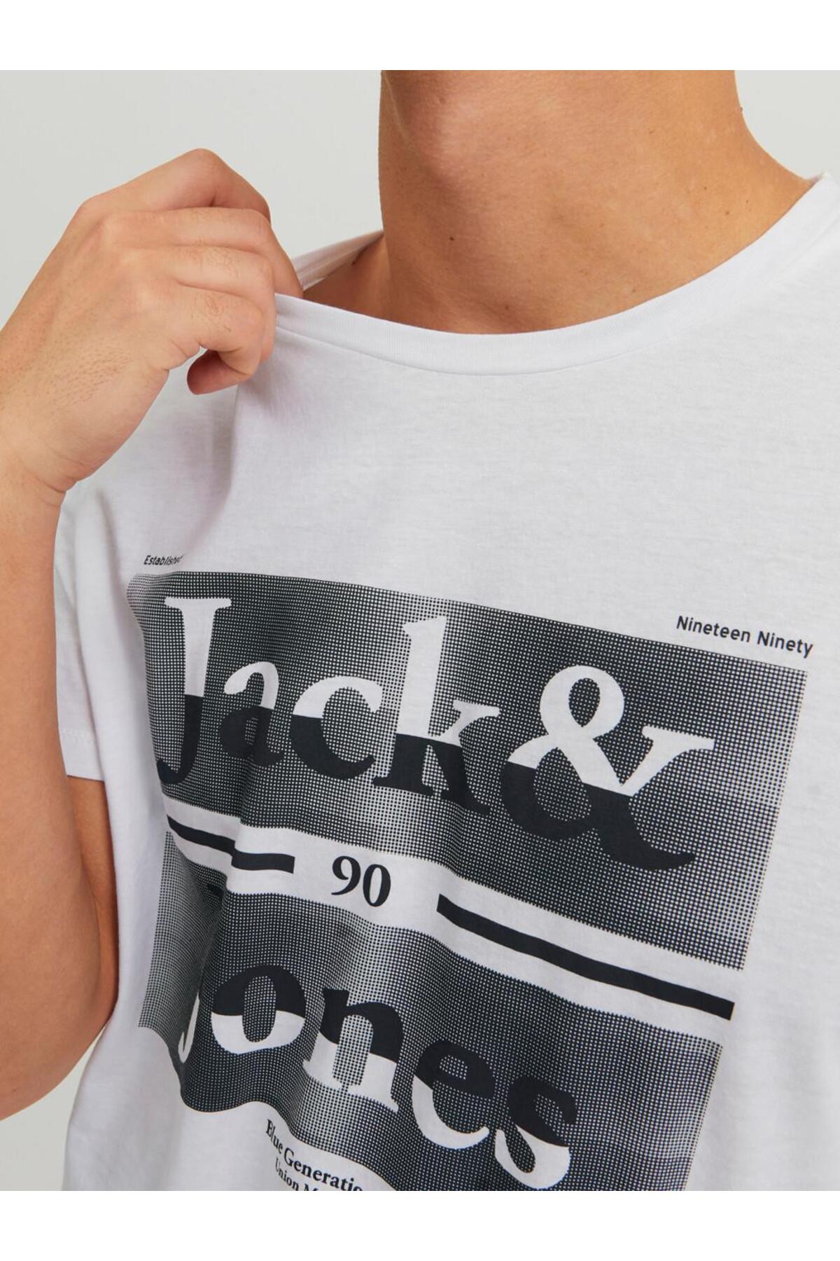 تیشرت مردانه سفید جک اند جونز | 3YETSBS33878BEY اورجینال - تصویر 6