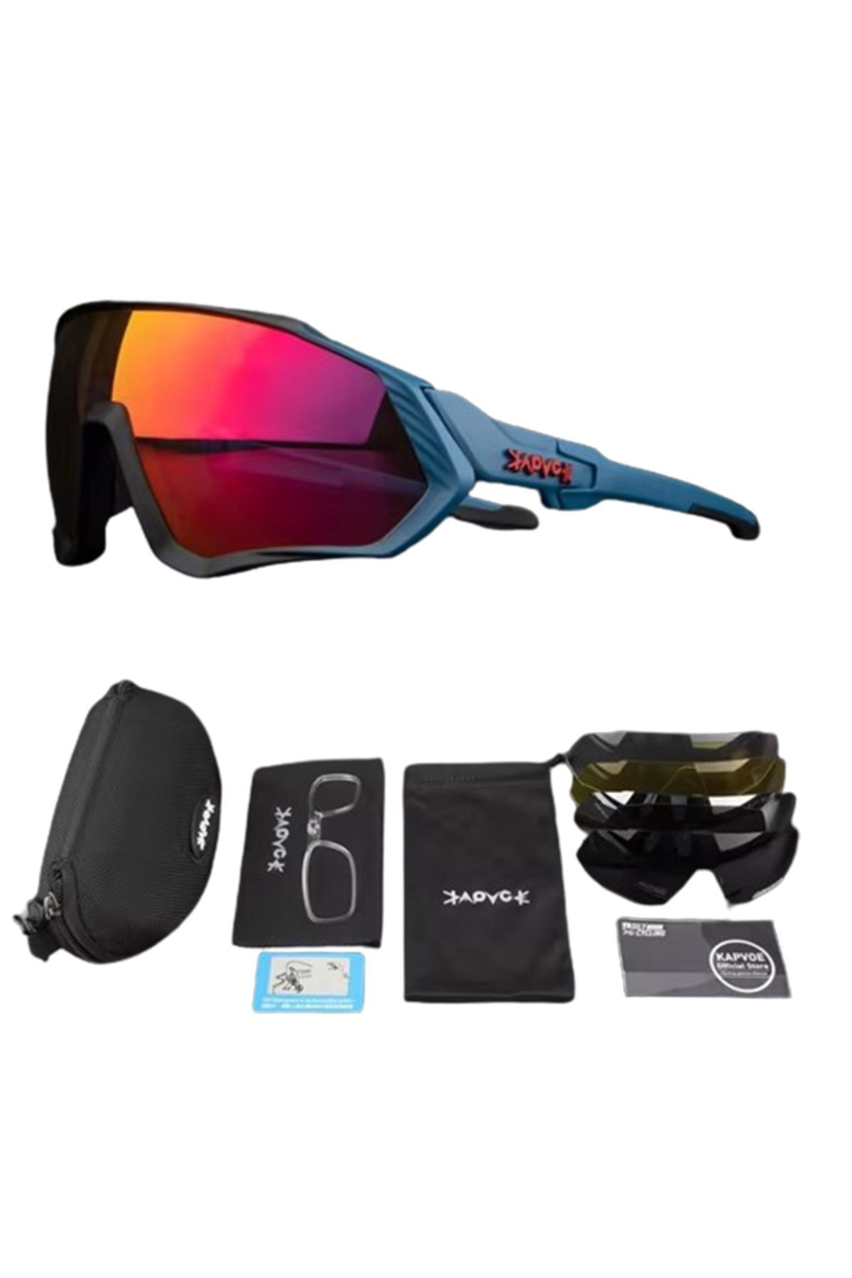 KAPVOE Breezy Değişebilir 5 Lens Mtb Polarize Bisiklet Spor Dağ Kayak Gözlüğü