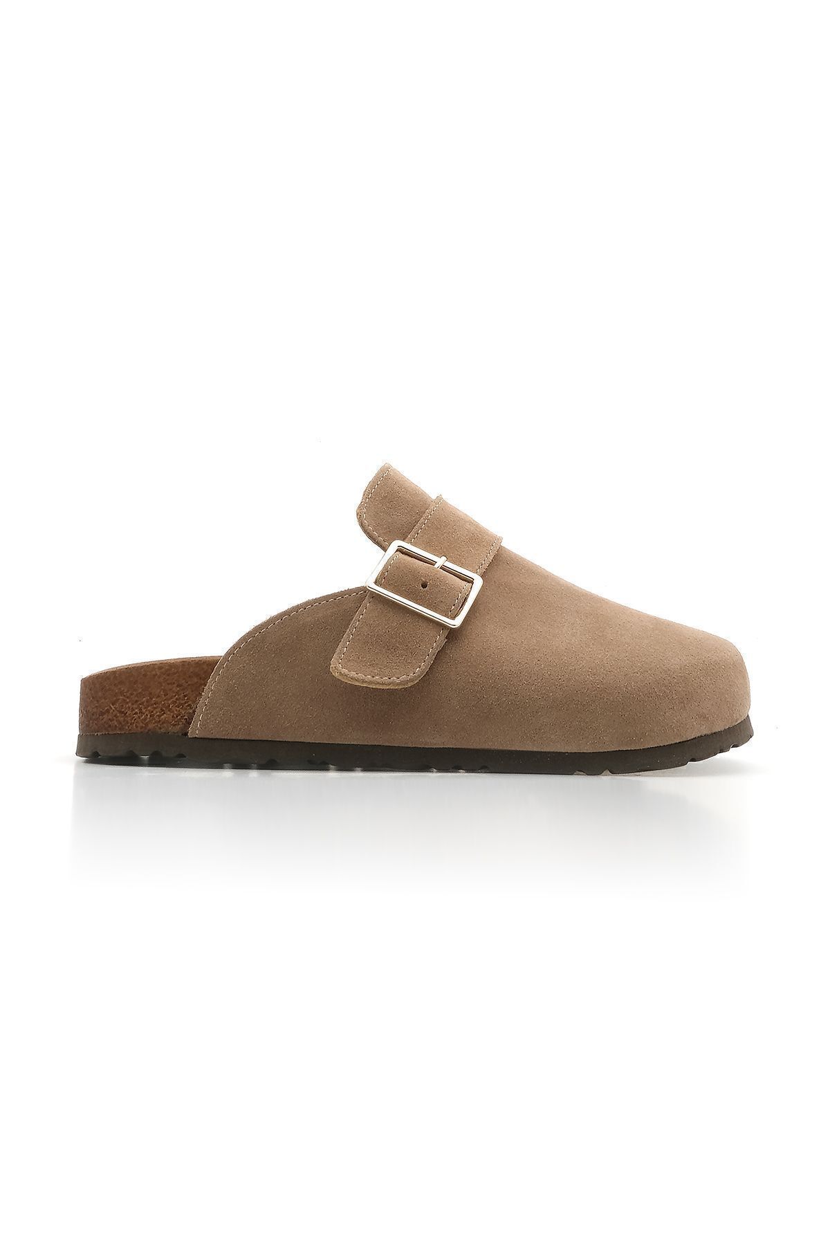 Marjin-Damen-Hausschuhe aus echtem Leder mit Eva-Sohle und geschlossener Schnalle vorne, Sumpa Camel Wildleder 3