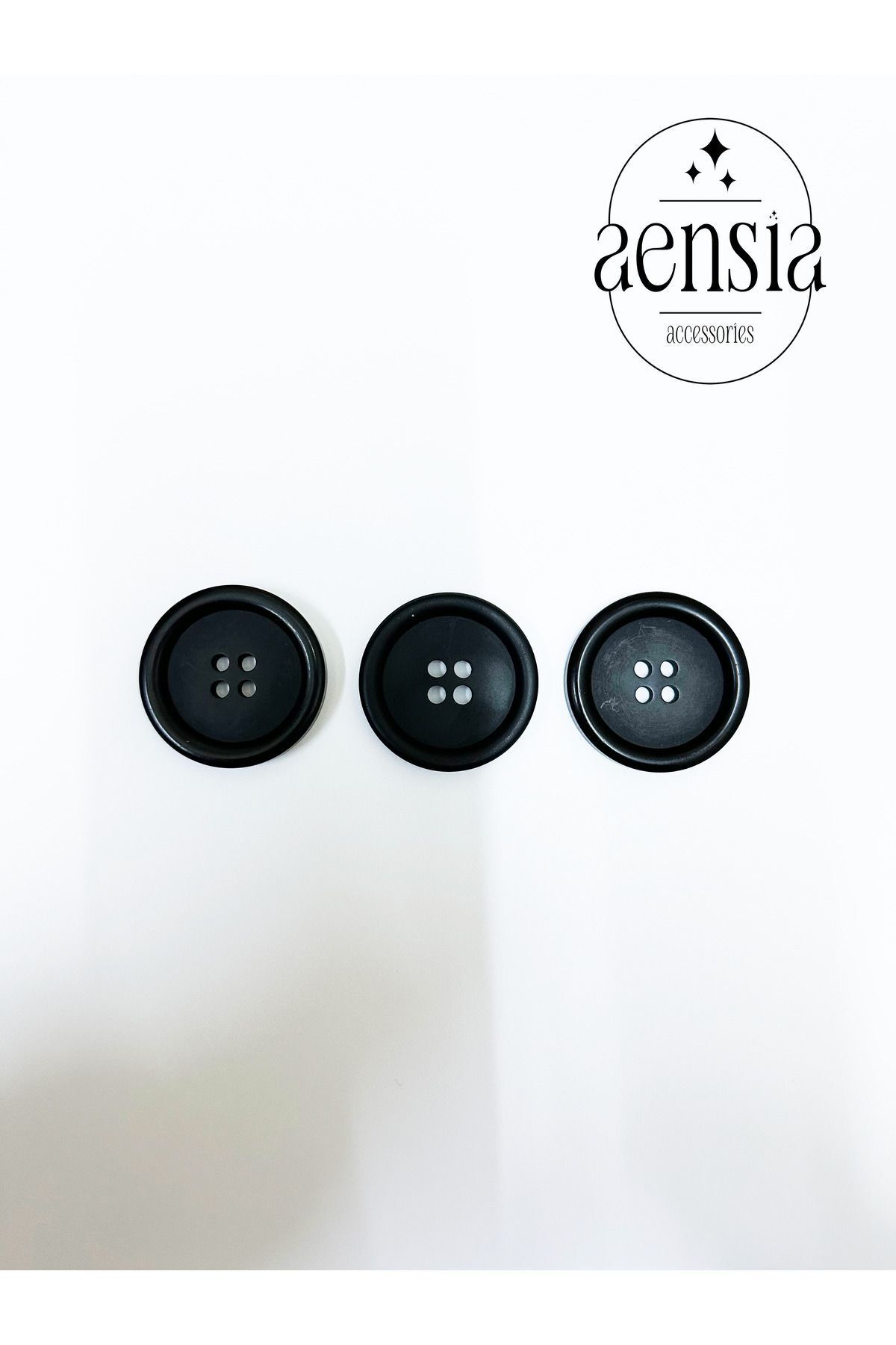 aensia-Black Matte Large Size Polyester 4-Hole Button Coat Trench Jacket Button 60 Sizes - Pack of 3 1