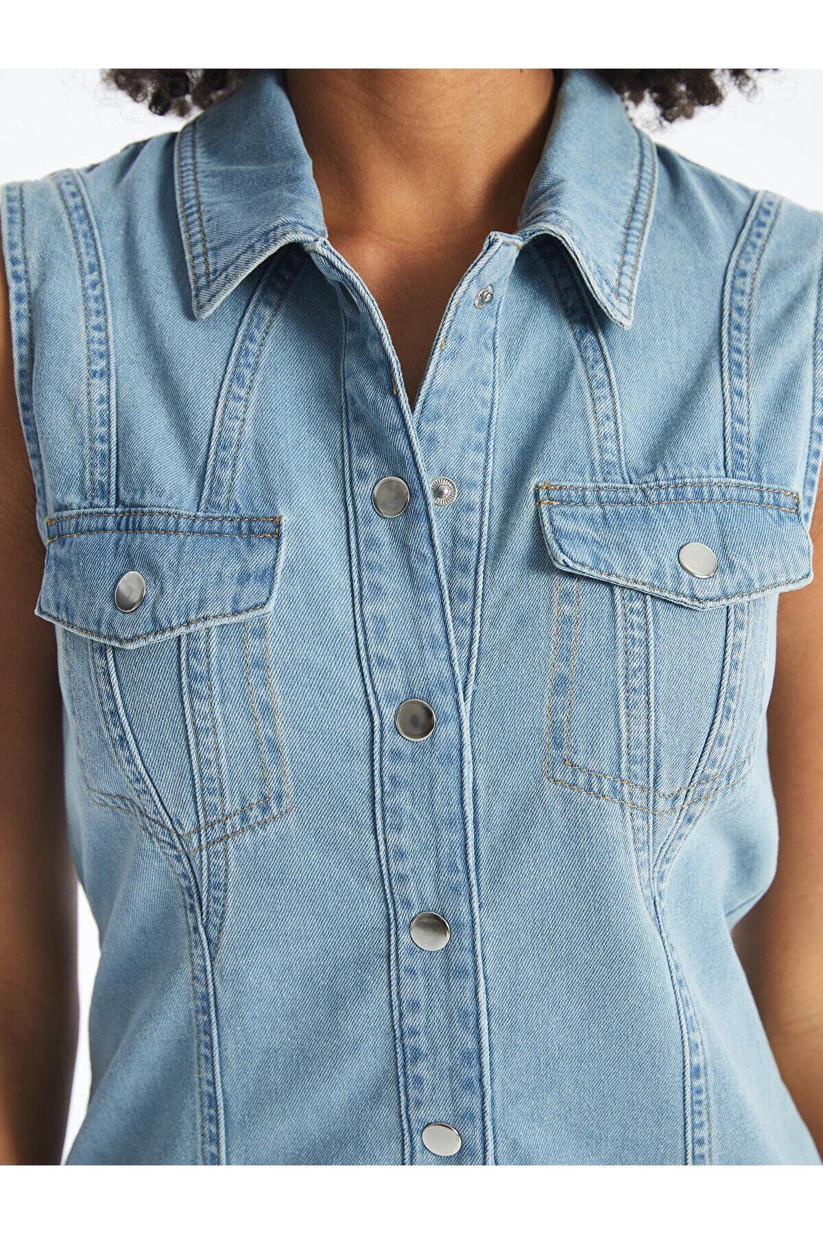LC Waikiki-Rochie cămașă Jeans de damă albastru deschis - XSIDE 3