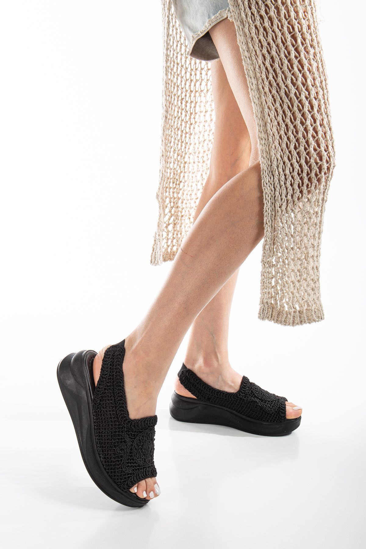 صندل زنانه مشکی SUİNS SHOES | MANDY19265 اورجینال - تصویر 3