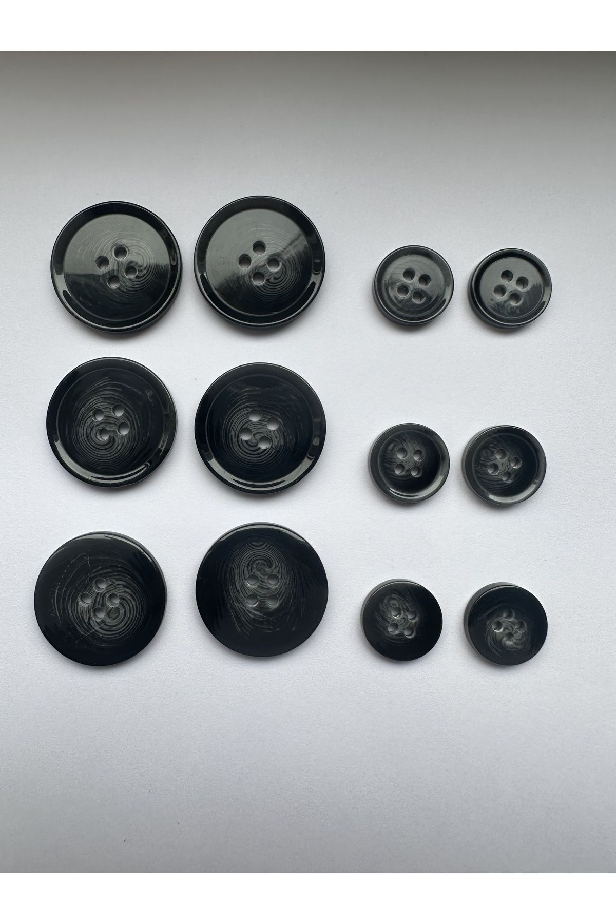 aensia-Black on Gray Marble Marble Pattern Design Button Plain Polyester Button - Pack of 12 (6 Large+6 Small) 2