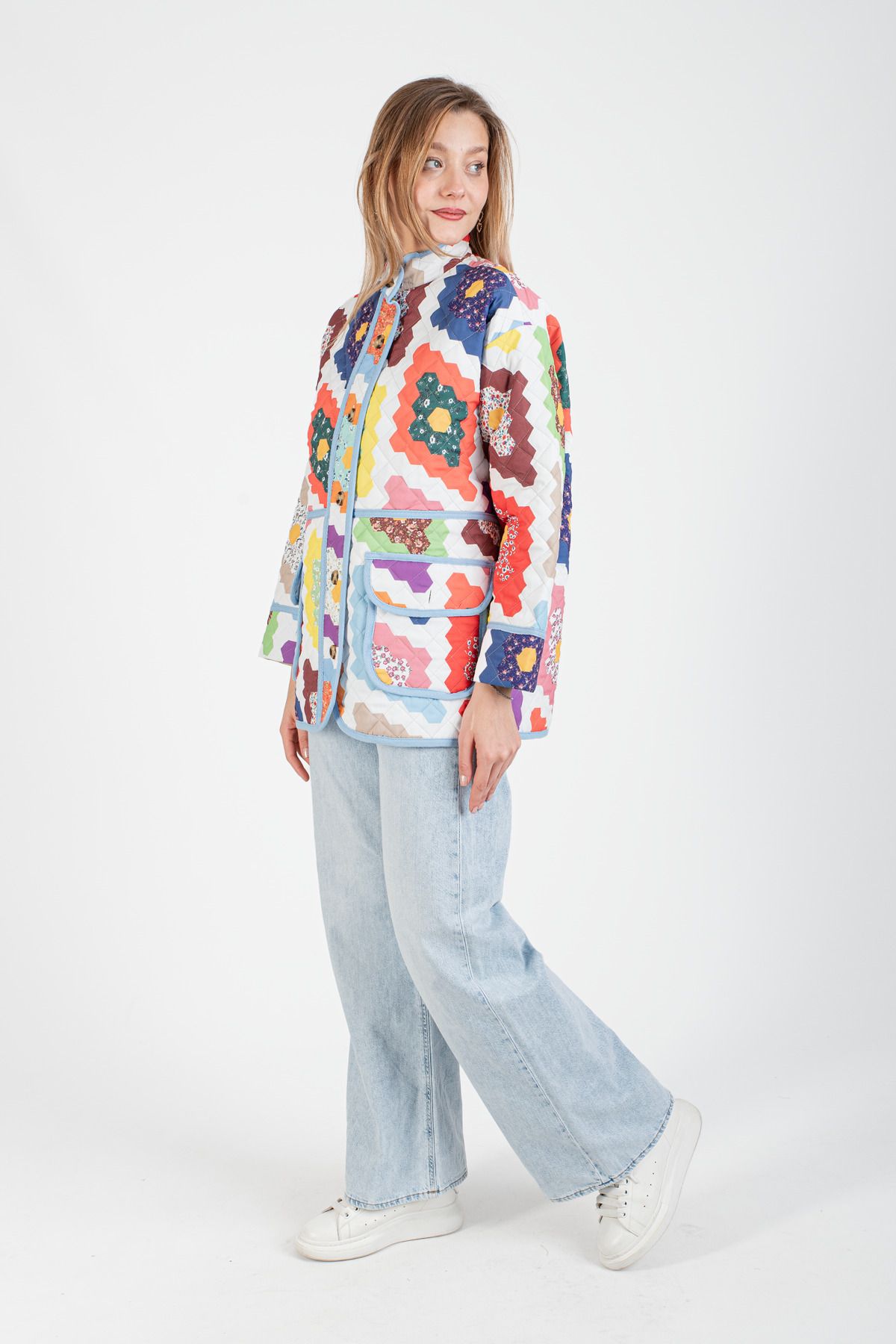 Hatun Atila-Hatunatila Patterned Quilted Jacket with Pockets - 7656-4 4