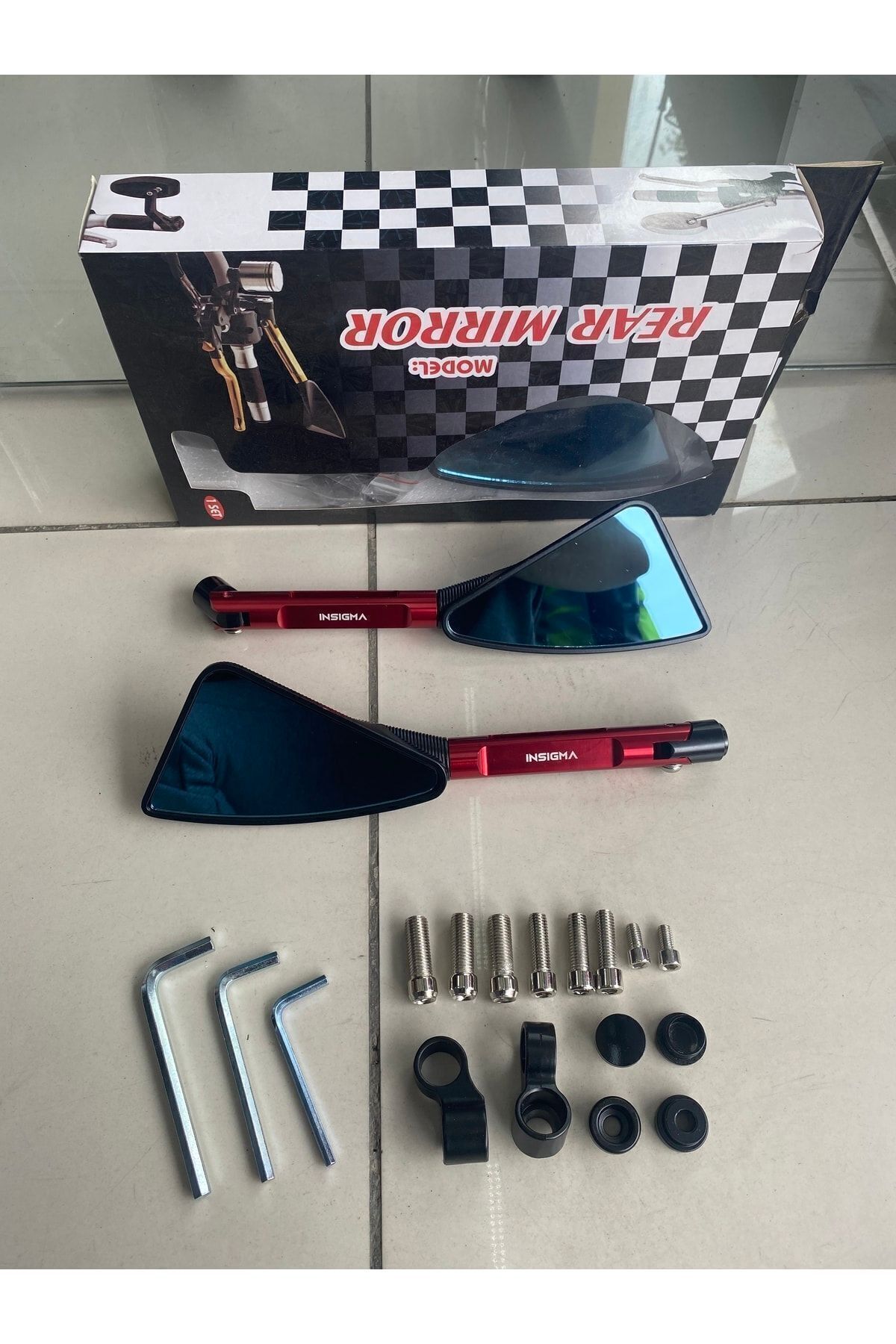 ESPADA Motosiklet Cnc Spor Ayna Kırmızı Üniversal Modifiye