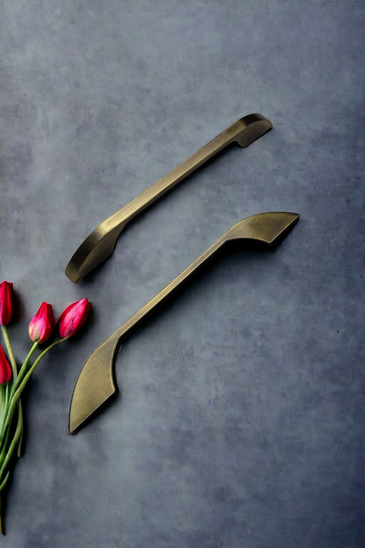 Dizaynhouse 192 mm Antik Sarı Zebra Model Çekmece Kulpu, Eskitme Zarif Metal Çekmece ve Mutfak Dolabı Kulpu