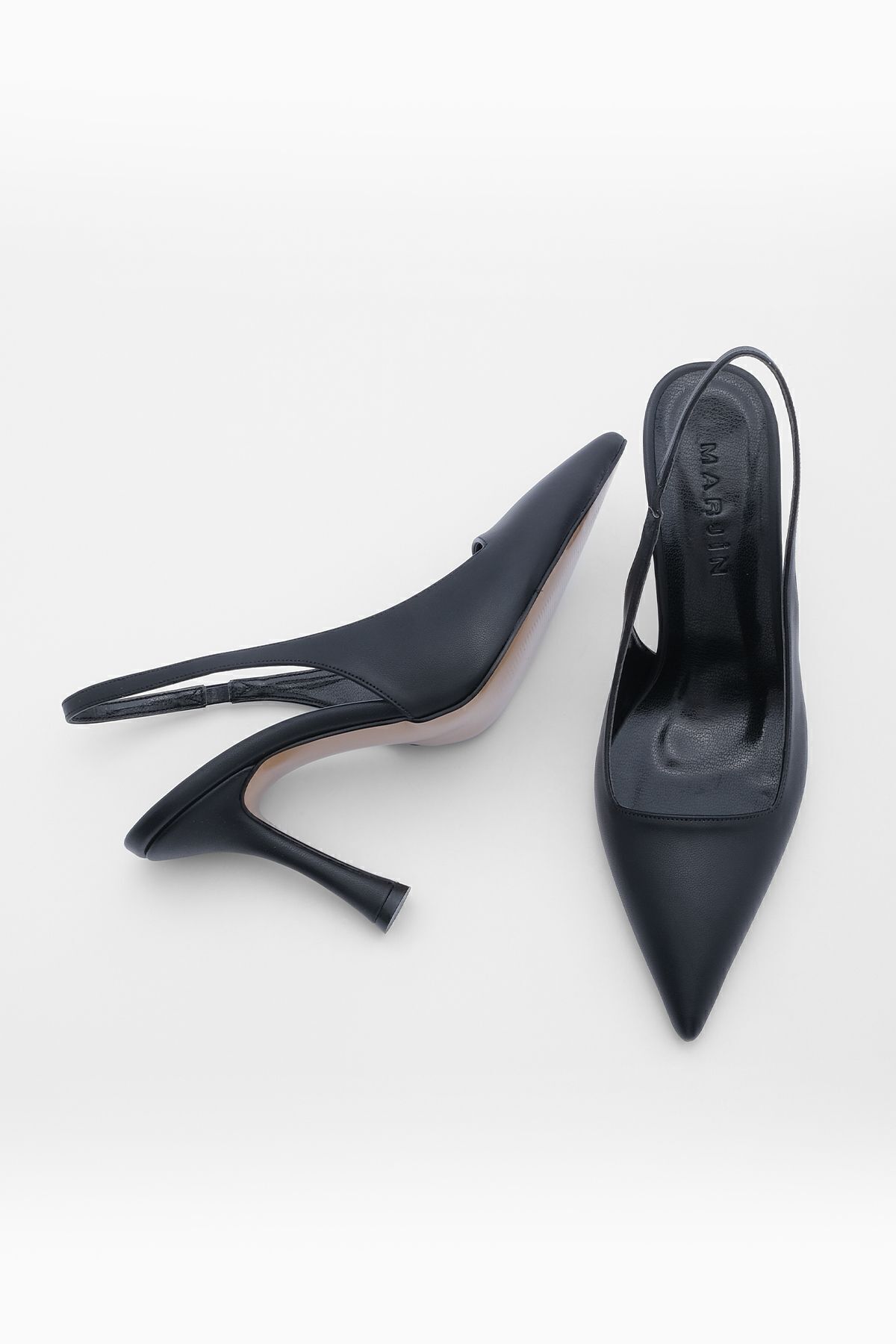 Marjin-Women's Pointed Toe Thin Heel Classic Heeled Shoes Vedin Black 7