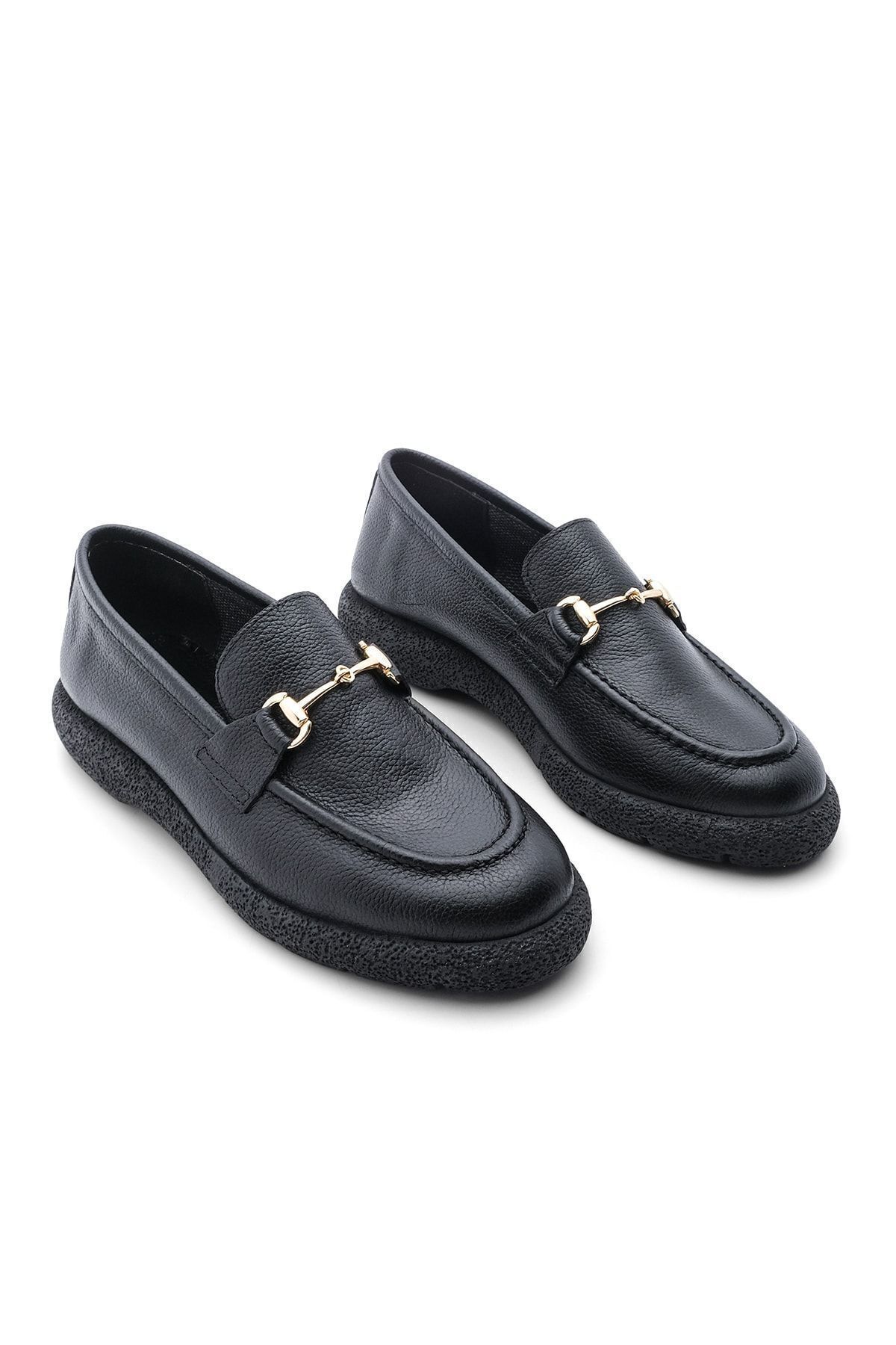 Marjin-Damen Loafer mit Schnalle aus echtem Leder, Freizeitschuhe, Runet Schwarz 5