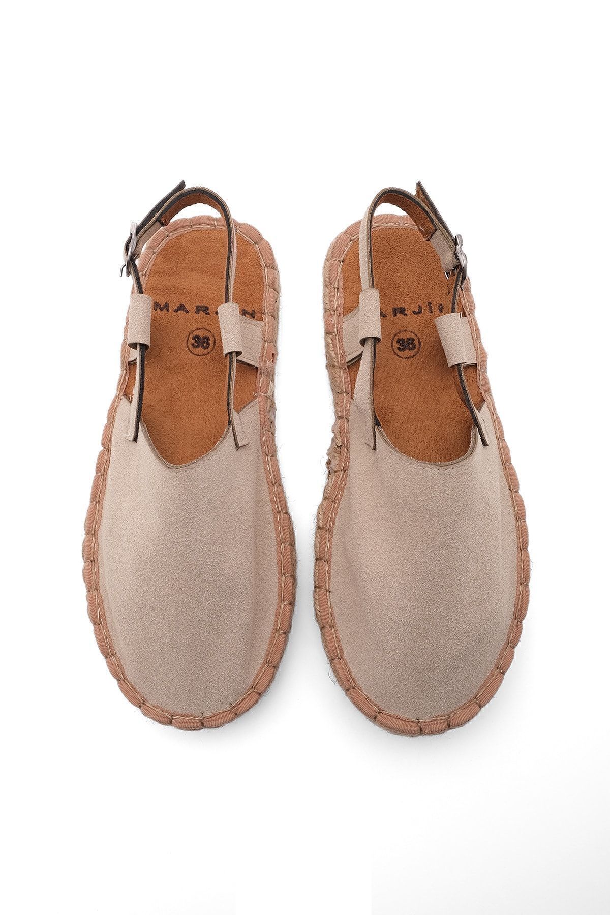 Marjin-Damen Espadrilles mit Strohdetail und geschlossener Vorderseite, Alltagssandalen Dokez Beige 6