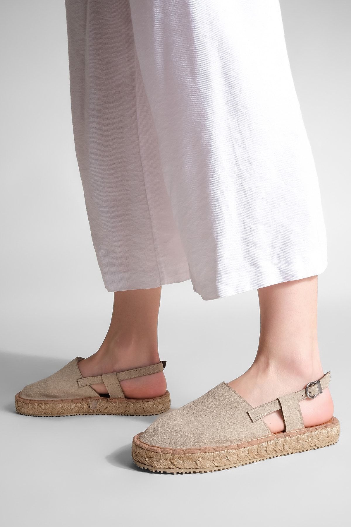 Marjin-Damen Espadrilles mit Strohdetail und geschlossener Vorderseite, Alltagssandalen Dokez Beige 4