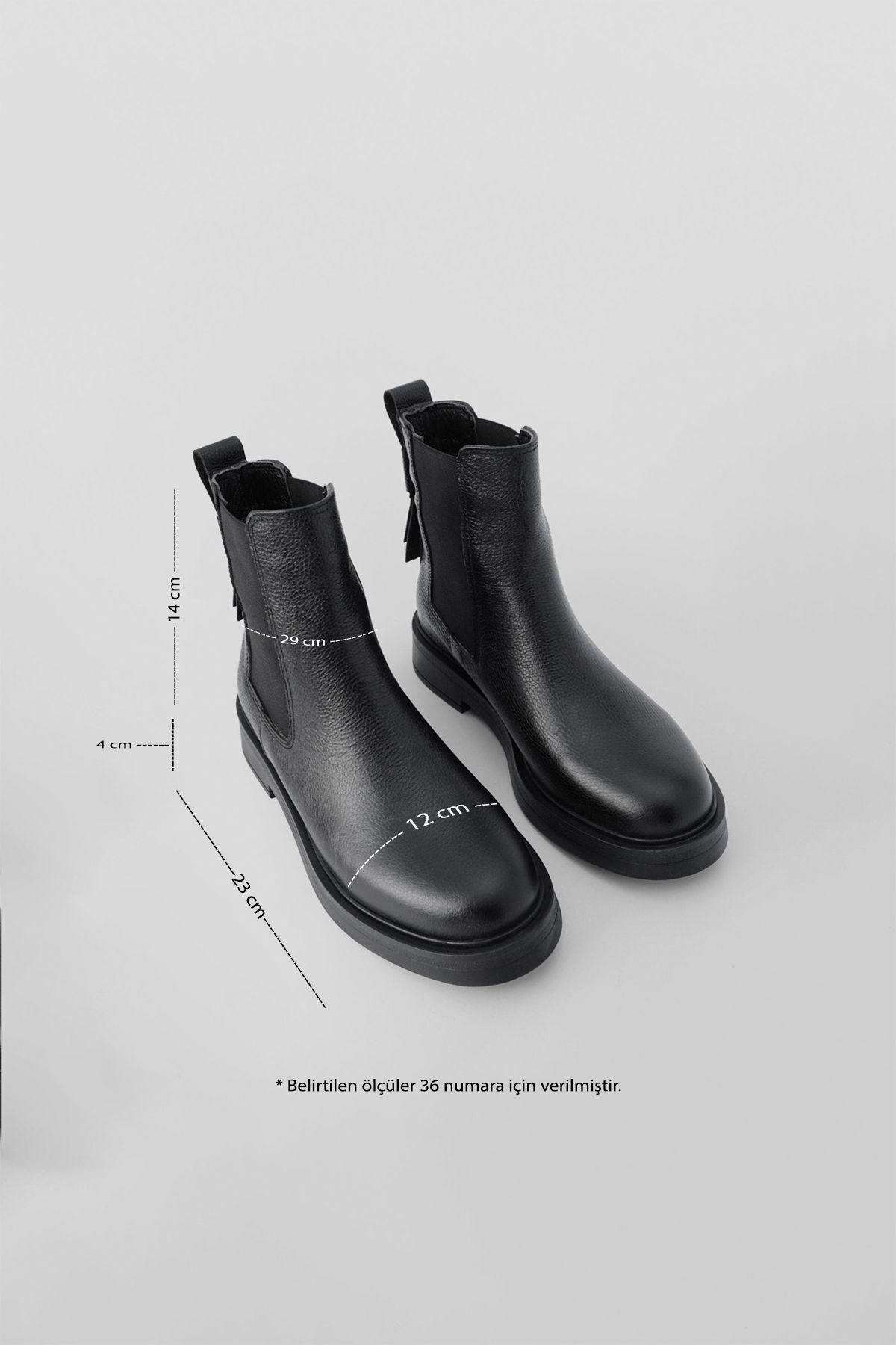 Marjin-Damen-Freizeitstiefel aus echtem Leder mit elastischen Seitenbändern Petira Schwarz 8